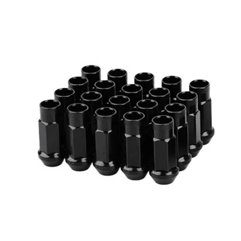 SHENGG SR48 Stahl verlängerte offene Rennwagen-Radfelgen Radmuttern verlängerte Tuner-Muttern 20 Stück/Set(Black,M12x1.5) von SHENGG