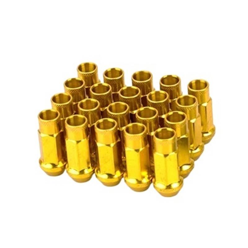 SHENGG SR48 Stahl verlängerte offene Rennwagen-Radfelgen Radmuttern verlängerte Tuner-Muttern 20 Stück/Set(Gold,M12x1.25) von SHENGG