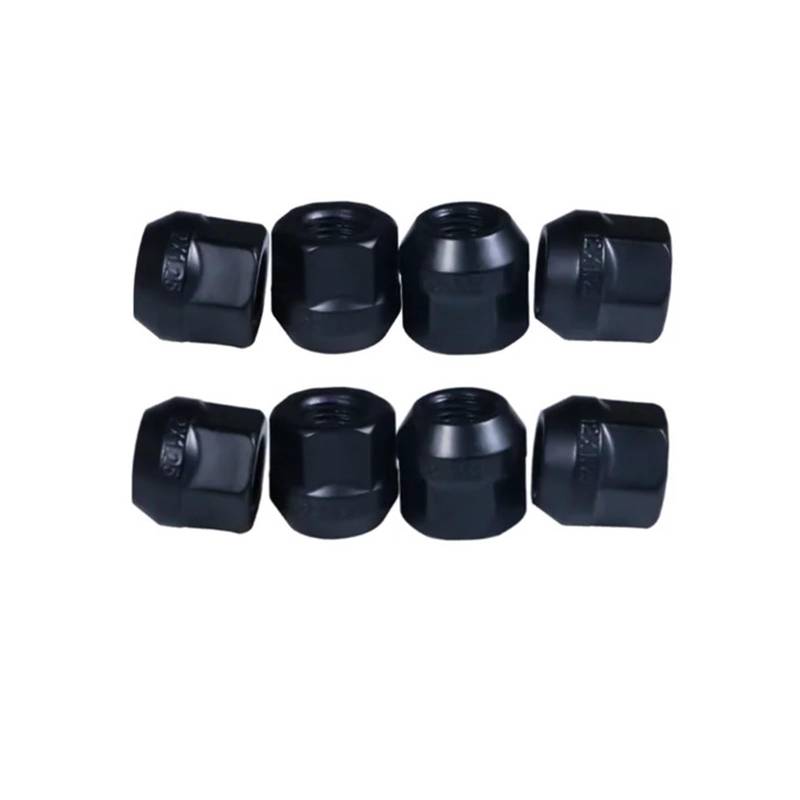 SHENGG Schwarze Radmuttern Höhe 21 mm Auto-Radmutter M14 x 1,5 ， M12 x 1,5 Radmuttern M12 x 1,25 1/2-10 Auto-Radmuttern mit offenem Ende 19 mm(8pcs black,M12x1.25) von SHENGG