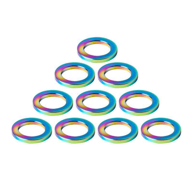 SHENGG Titan Unterlegscheibe Dichtung M4 M5 M6 M8 M10 Flache Spacer for Fahrrad Motorrad Auto Geändert Bremssättel Dichtung Ti Flache spacer(10pcs Rainbow,M4) von SHENGG