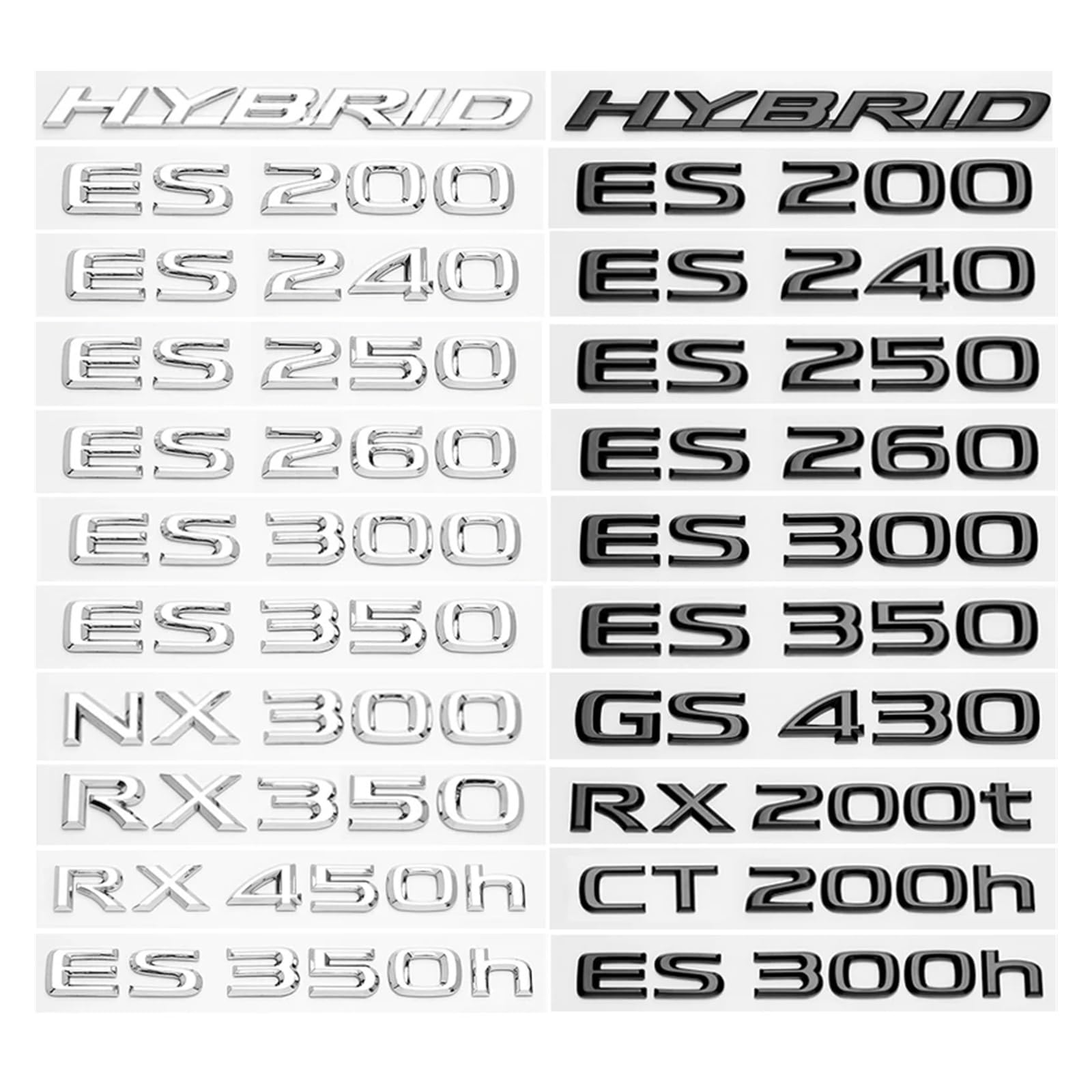 SHENGG for ES200 ES260 IS250 GS300 GX400 NX300 RX350 RX450h LX570 LM350 LS600h Hinten Stamm Logo ABS Geändert Verbesserte Brief Logo(Bright Silver,UX260h) von SHENGG