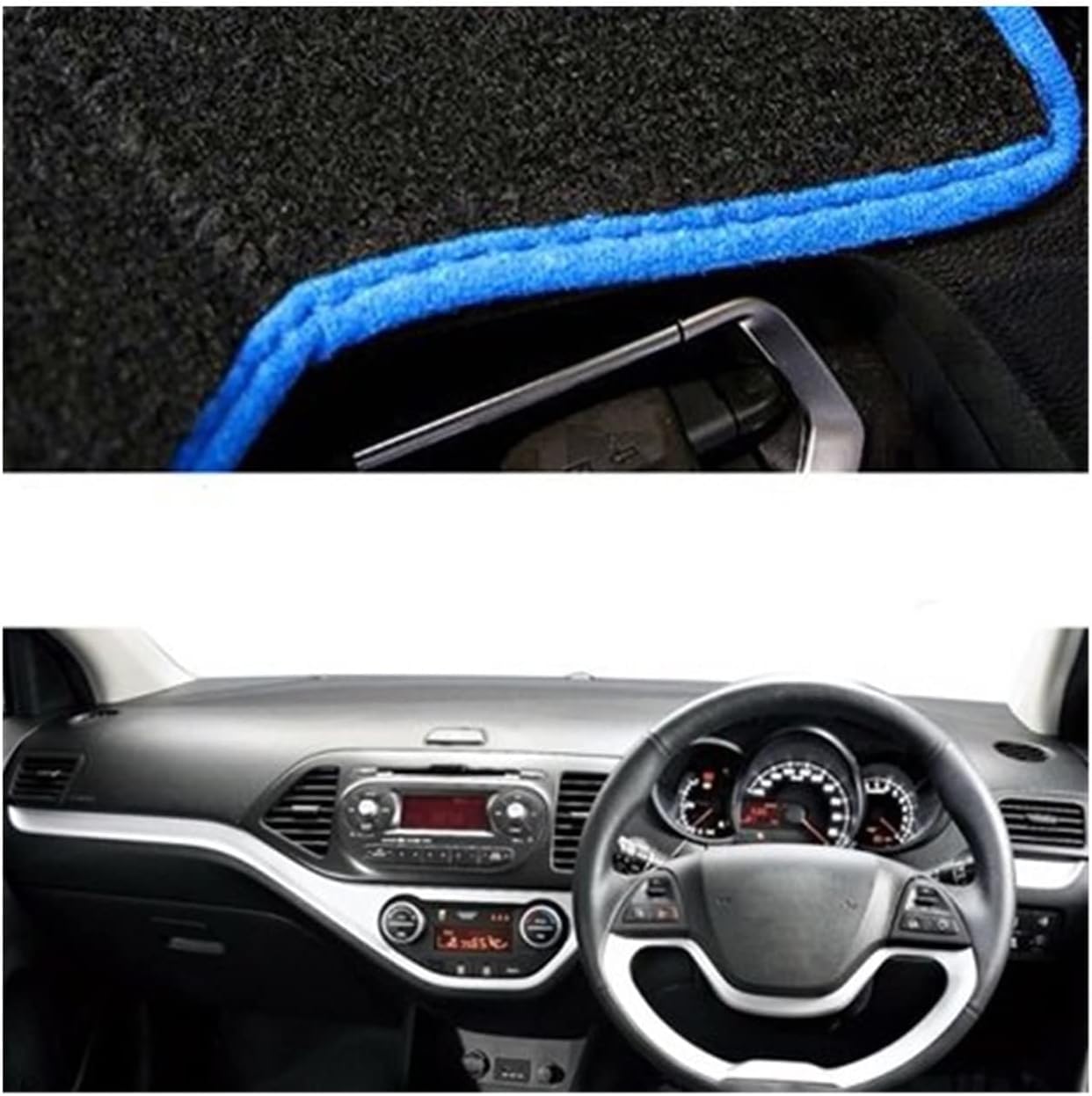 Armaturenbrettteppiche Rutschfeste Matte Auto-Armaturenbrett-Abdeckung für Armaturenbrett-Matte Teppichumhang für Kia für Picanto für Morning 2012-2016 LHD RHD(Schwarz) von SHENHUO