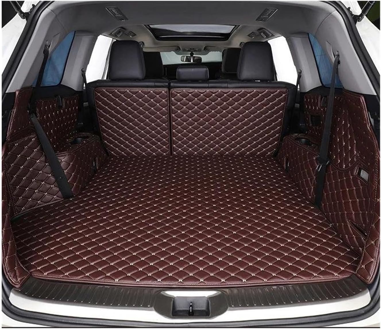 Auto-Fußmatten Für Subaru für Outback 2010 2011 2012 2013 2014 High Side Heck Cargo Liner Kofferraum Bodenmatte Fach Teppichmatten Auto Kofferraummatte(Coffee Set) von SHENHUO