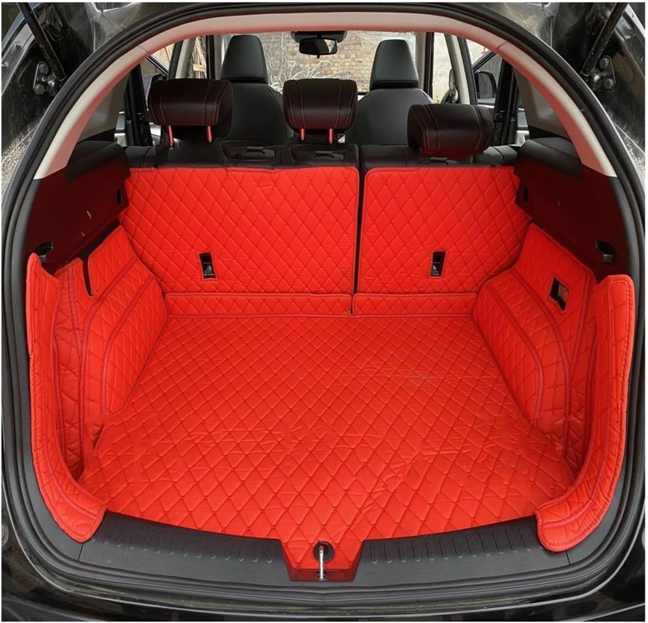 Auto-Fußmatten Für Subaru für Outback 2010 2011 2012 2013 2014 High Side Heck Cargo Liner Kofferraum Bodenmatte Fach Teppichmatten Auto Kofferraummatte(Red Set) von SHENHUO