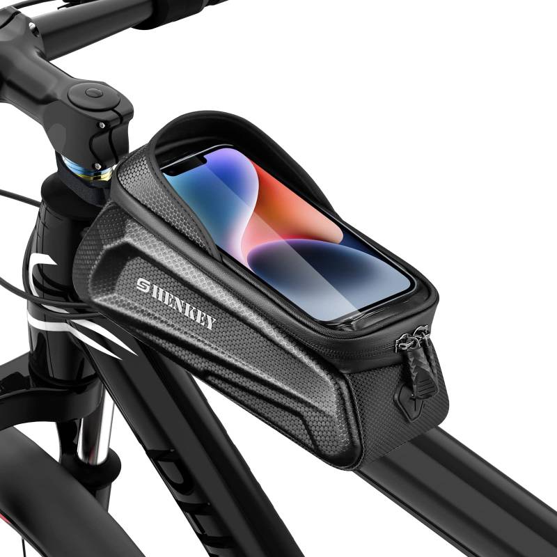 shenkey Handy-Fahrrad-Halterungstasche, Eva-Fahrradrahmentasche, wasserdichte Fahrrad-Handyhalterung, TPU-Touchscreen-druckbeständige Lenkertasche, Fahrradzubehör kompatible Handys unter 6,8 Zoll von SHENKEY