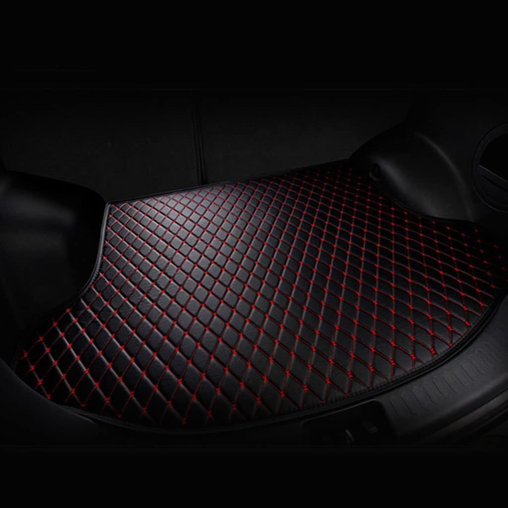 Auto Kofferraummatten für Cadillac SRX II Crossover 2009-2016,Leder Kofferraumwanne Kratzfest Schutzmatte Kofferraum Fußmatten Zubehör,Black Red von SHENYYDR