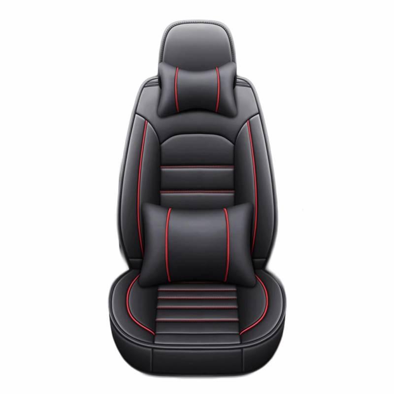 SHENYYDR Autositzbezüge für Audi Q7 7 Seats 2020-2023,Universal Leder Sitzschoner Staubdicht leicht zu Reinigen rutschfest Auto Innere Zubehör,Black-Red von SHENYYDR