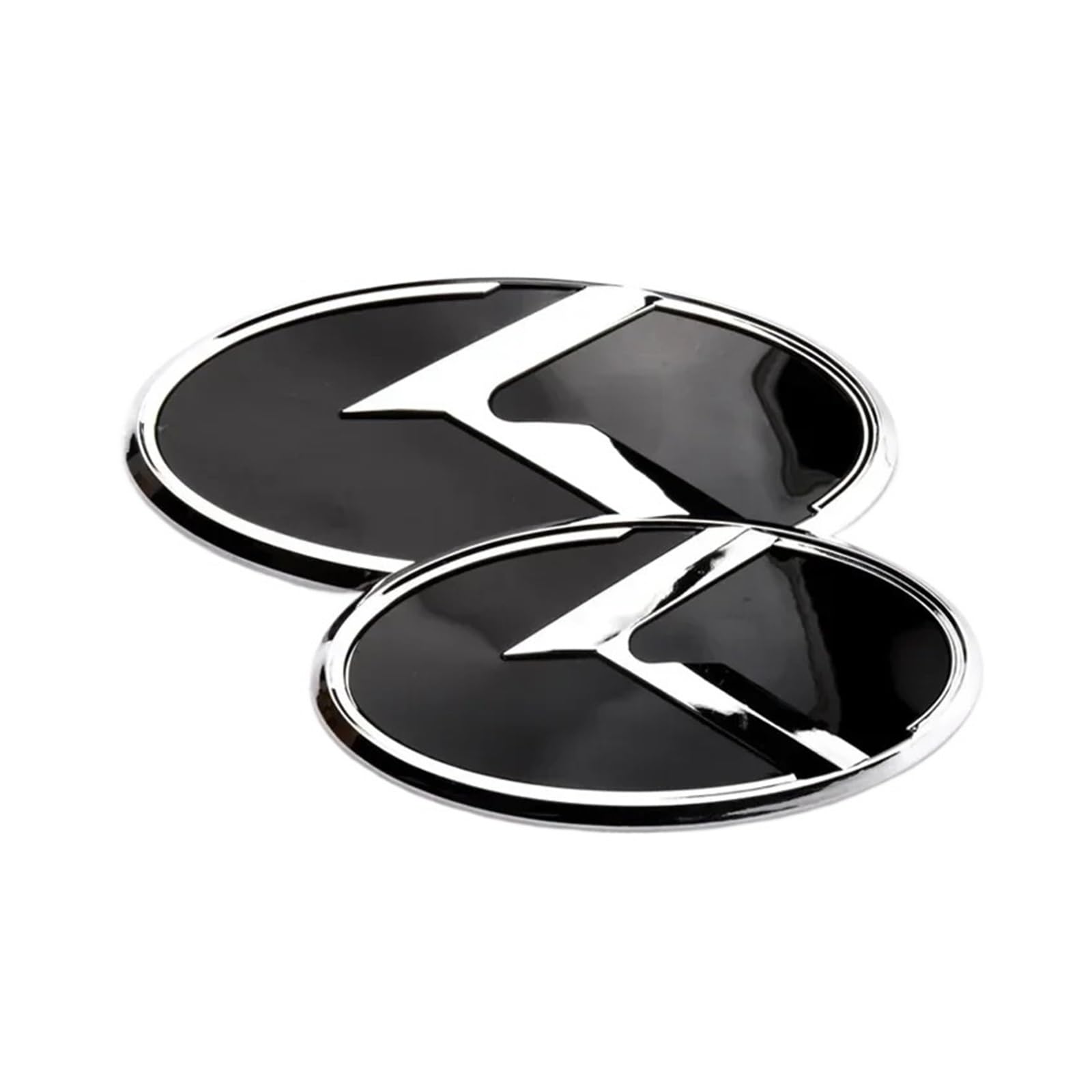 2 Stück X 3D-ABS-K-Logo, Frontgrill-Emblem, Heckkofferraum-Abzeichen, Autoaufkleber, Kompatibel Mit K5 2011–2013, 2009–2014(Silver Black) von SHIAIS