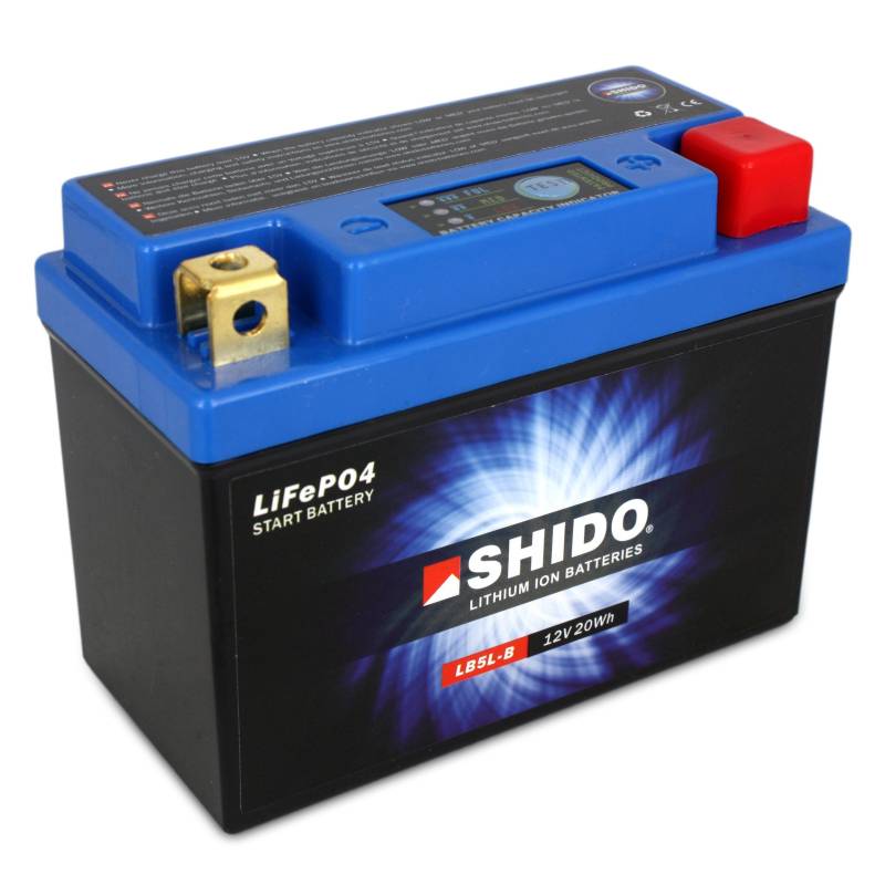 Motorrad Batterie Shido Lithium LB5L-B/YB5L-B, 12V/5AH (Maße: 121x61x131) von SHIDO