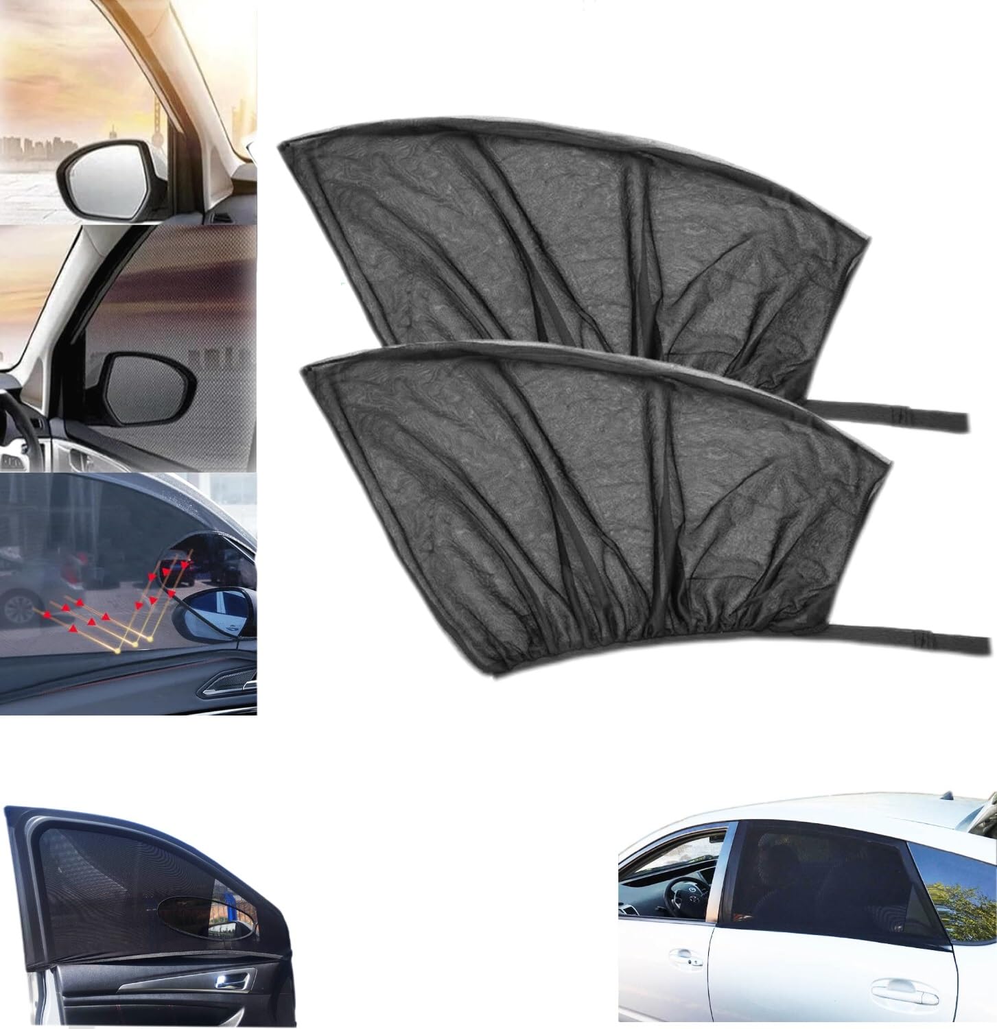 Fliegengitter for Autofenster, Fliegengitter for Autofenster for Campen, Autofensterrollos for Seitenfenster, Autofensterabdeckungen, for Seitenfenster, UV-Schutz und Sichtschutz(Sedan Front) von SHIFuXX