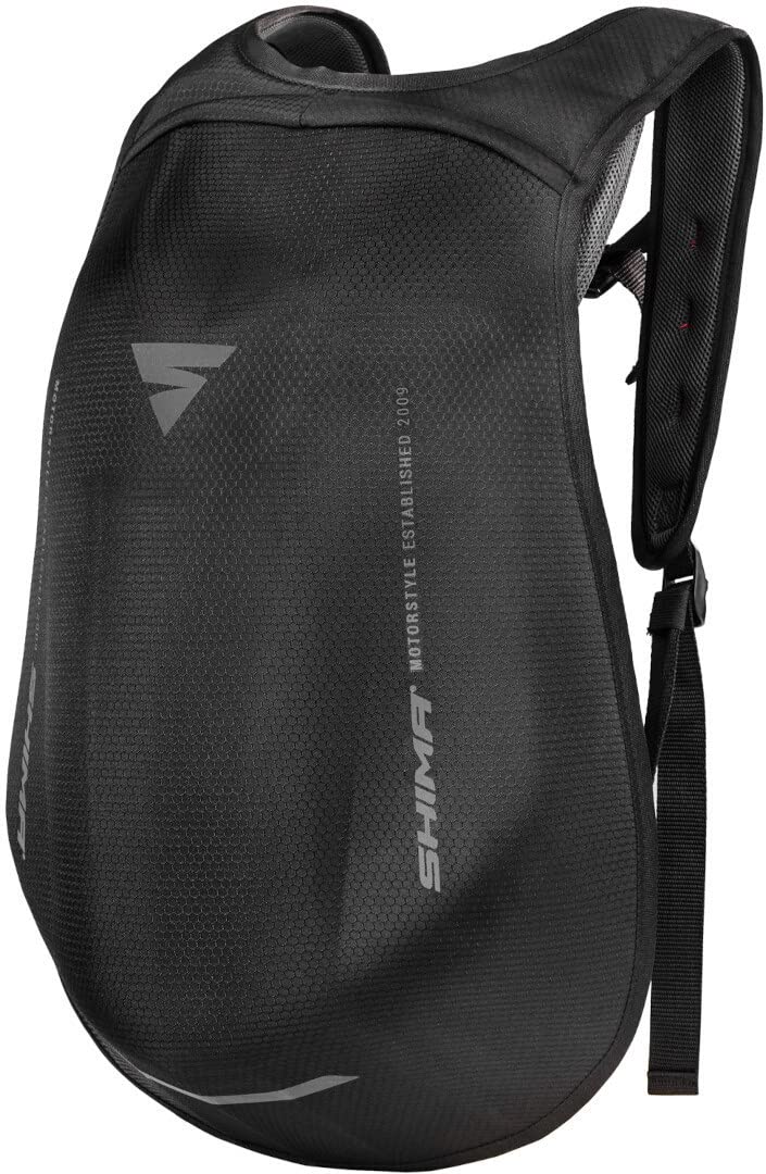 >>S H I M A<< AYRO MOTORRAD BACKPACK Aerodynamisch Verstellbarer 24-Liter Motorradrucksack Schwarz Motorrad Rucksack von SHIMA