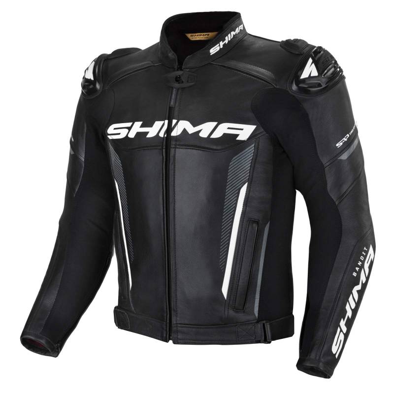 SHIMA BANDIT Motorradjacke Herren -Sport Biker Lederjacke Männer Belüftet Sommer mit Schulter Schleifers, Schulter, Ellbogen und Rückenprotektoren, Verstärkte Doppelnähte (Schwarz, 46) von SHIMA