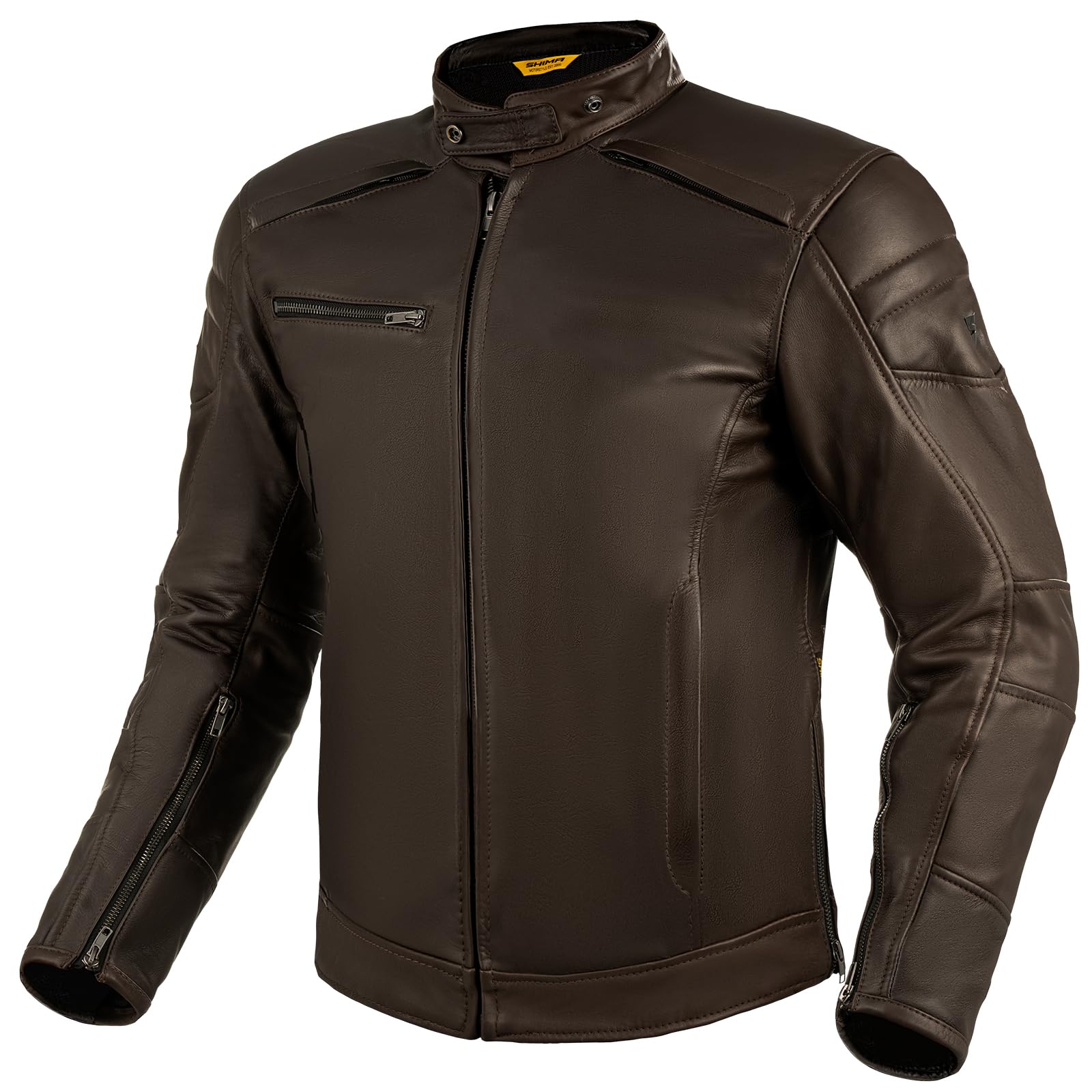 SHIMA BLAKE Motorradjacke Herren - Premium Biker-Lederjacke Belüftet mit Rücken, Schulter und Ellbogen Protektoren, verstärkte Doppelnähte (Braun, XL) von SHIMA