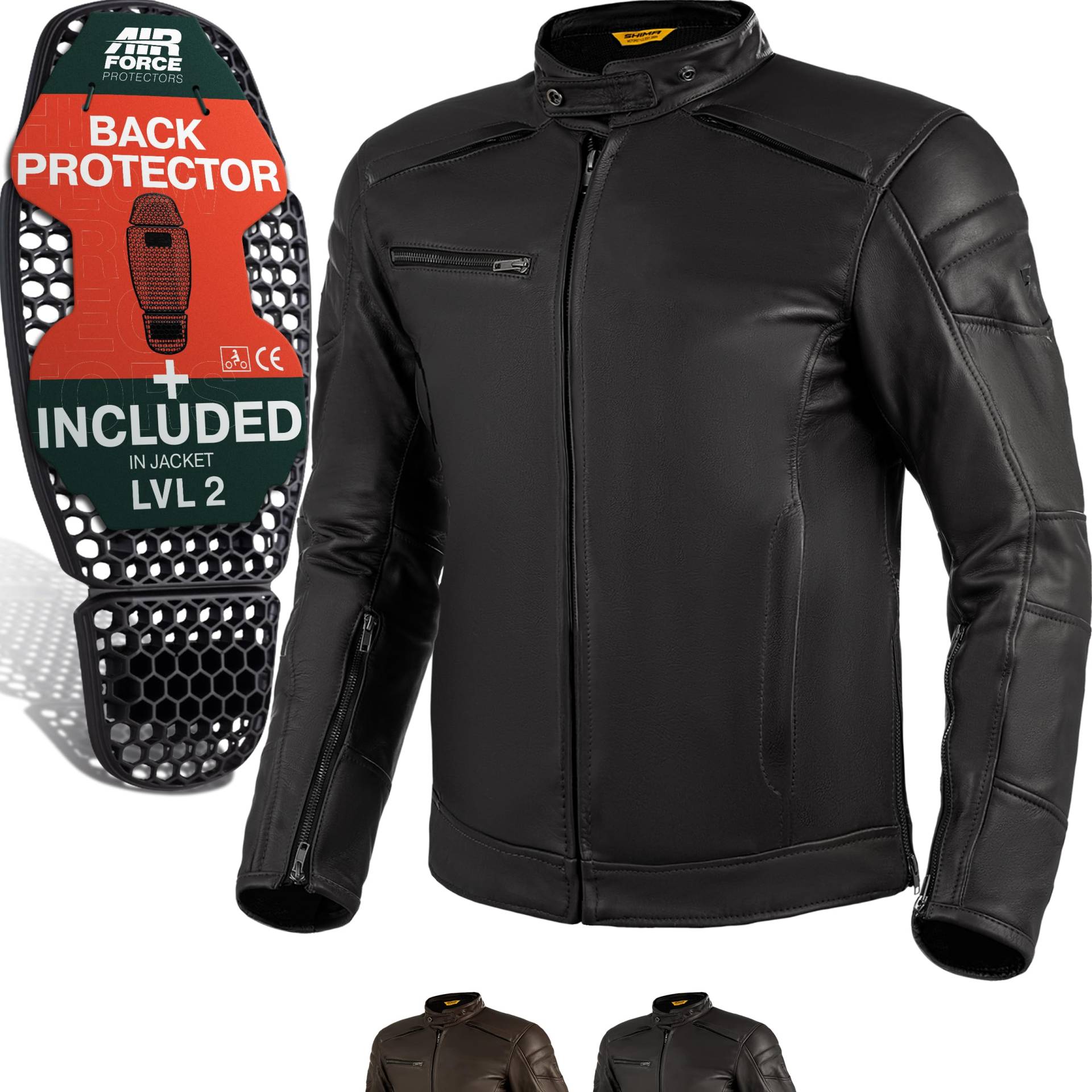 SHIMA BLAKE Motorrad Jacke Herren mit Protektoren AIRFORCE Rückenprotektor Leder Motorradjacke Sommer Schutzjacken Lederjacke Protektorenjacke Sommerjacke (Männer, Schwarz, L) von SHIMA