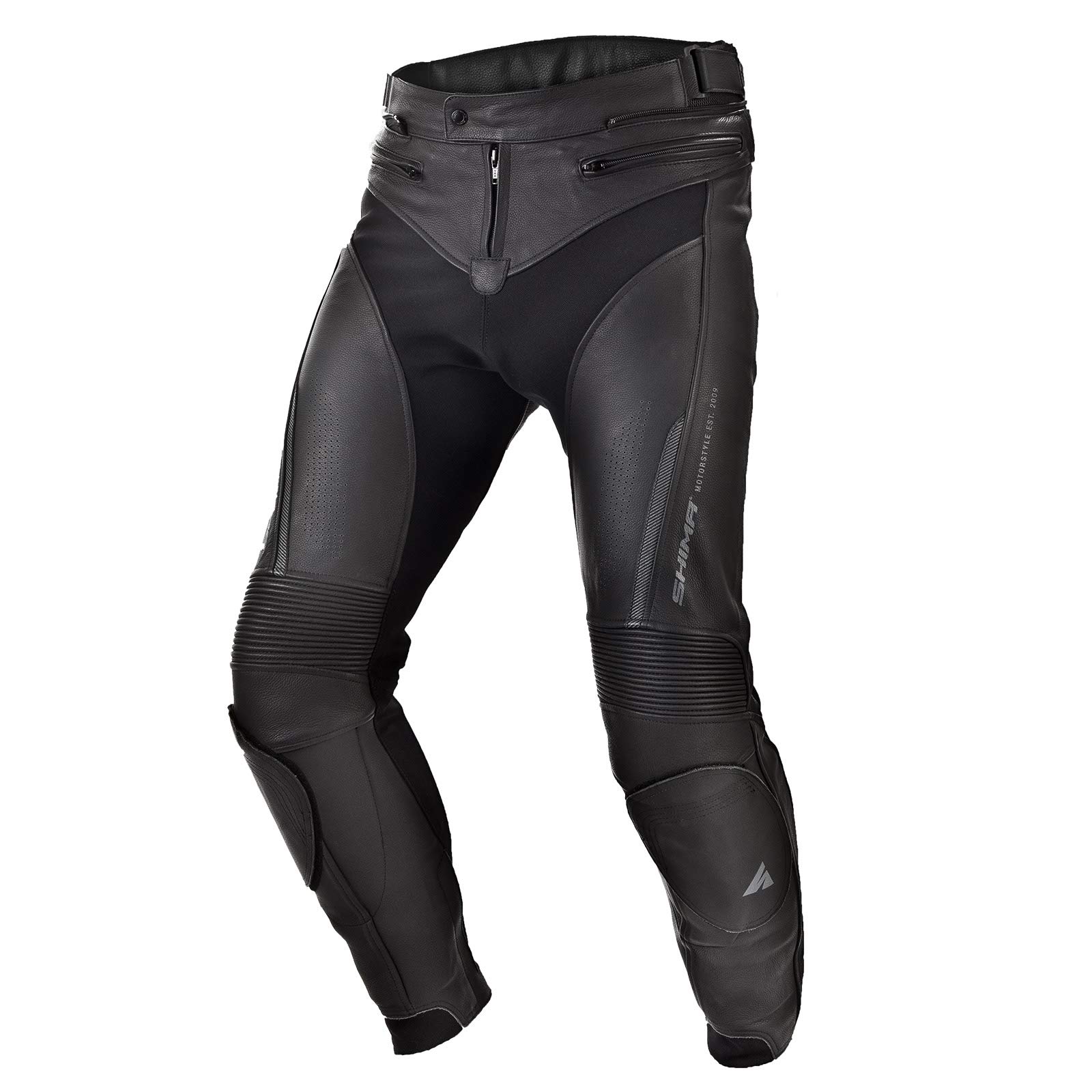 SHIMA CHASE Motorradhose - Leder, Sporthose mit Hüft- und Knieprotektoren, perforiertes Leder, für 2-teilige Kombi (Schwarz, 48) von SHIMA