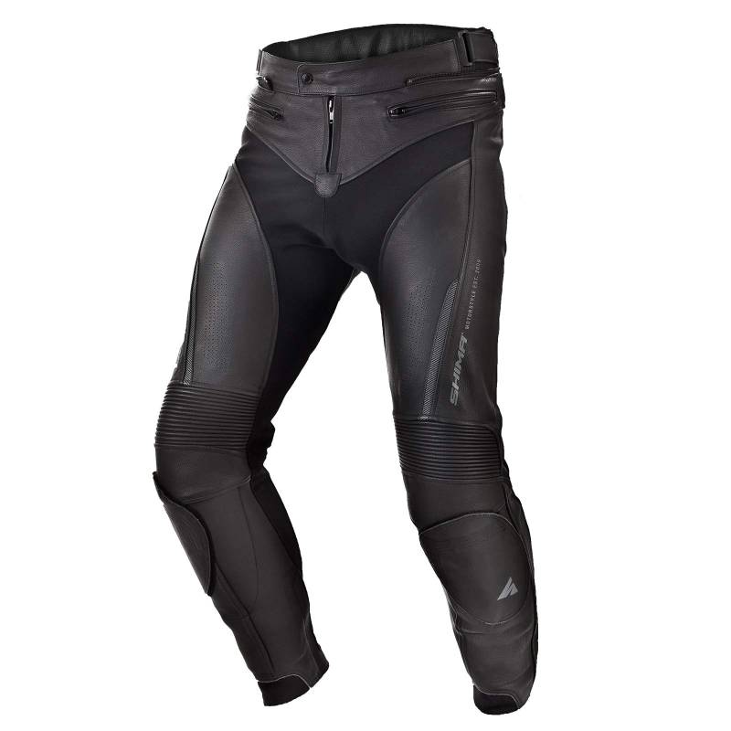 SHIMA CHASE Motorradhose - Leder, Sporthose mit Hüft- und Knieprotektoren, perforiertes Leder, für 2-teilige Kombi (Schwarz, 60) von SHIMA