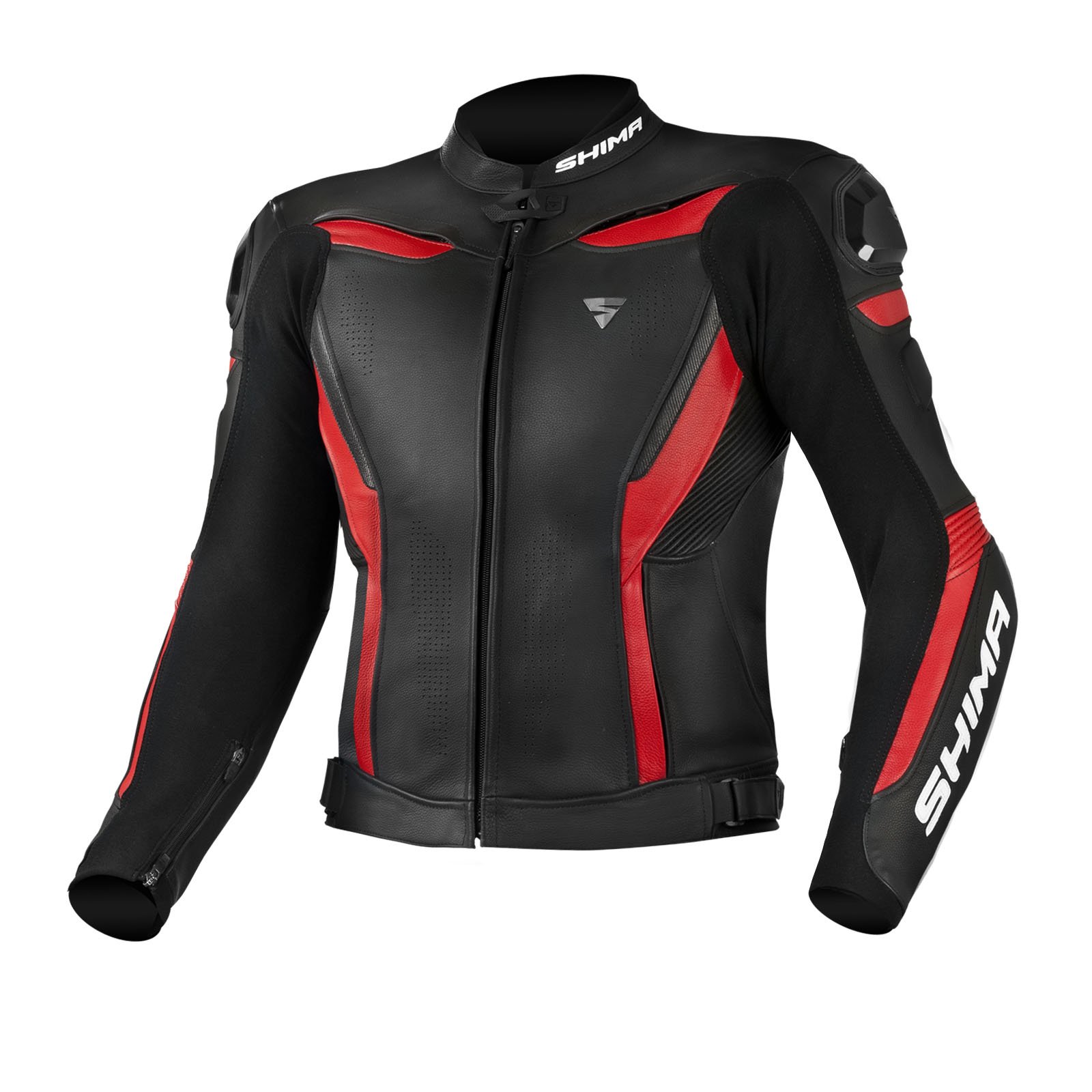 SHIMA CHASE Motorradjacke Herren -Sport Biker Lederjacke Männer Belüftet Sommer mit Schulter Schleifers, Schulter, Ellbogen und Rückenprotektoren, Verstärkte Doppelnähte (Rot, 48) von SHIMA