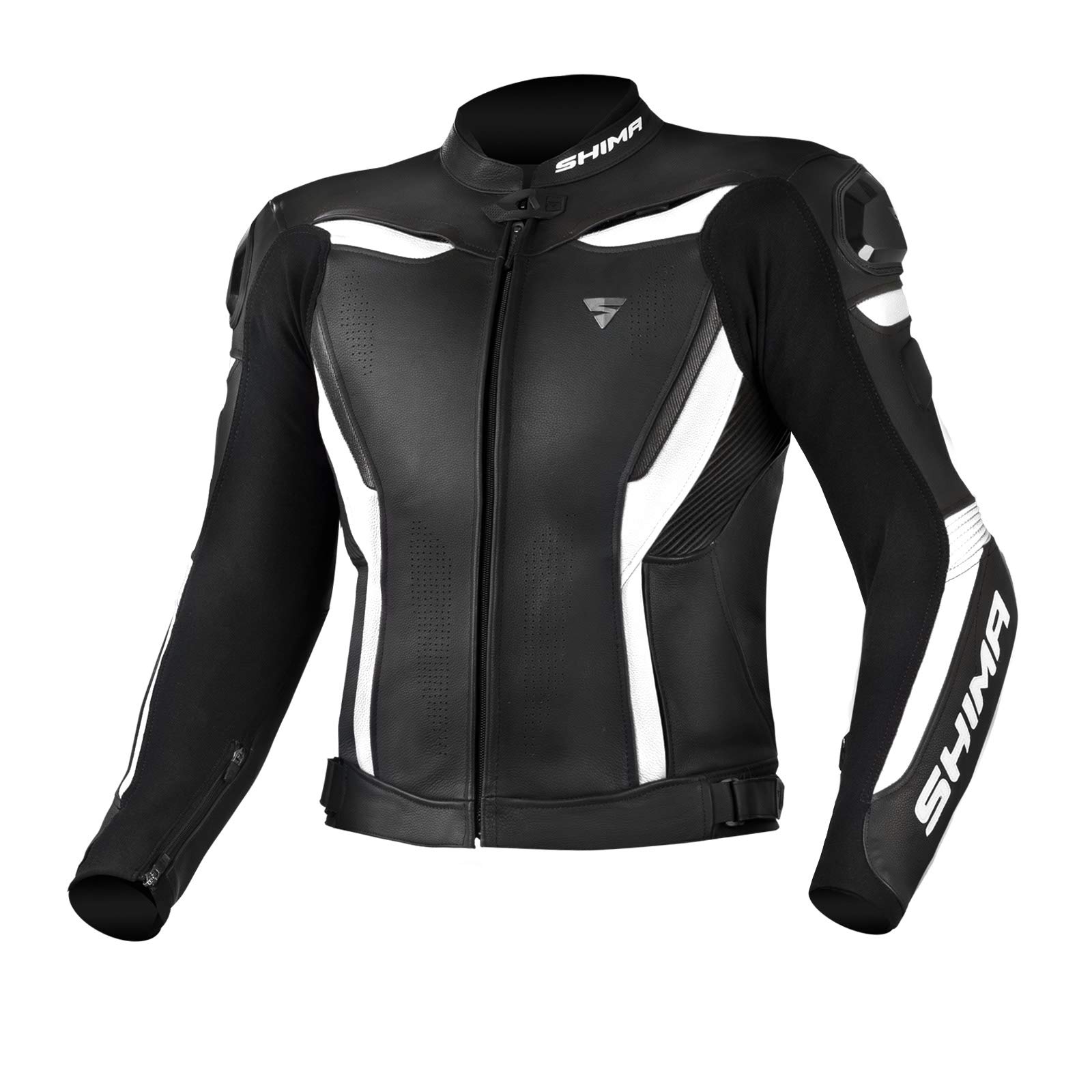 SHIMA CHASE Motorradjacke Herren -Sport Biker Lederjacke Männer Belüftet Sommer mit Schulter Schleifers, Schulter, Ellbogen und Rückenprotektoren, Verstärkte Doppelnähte (Weiß, 52) von SHIMA