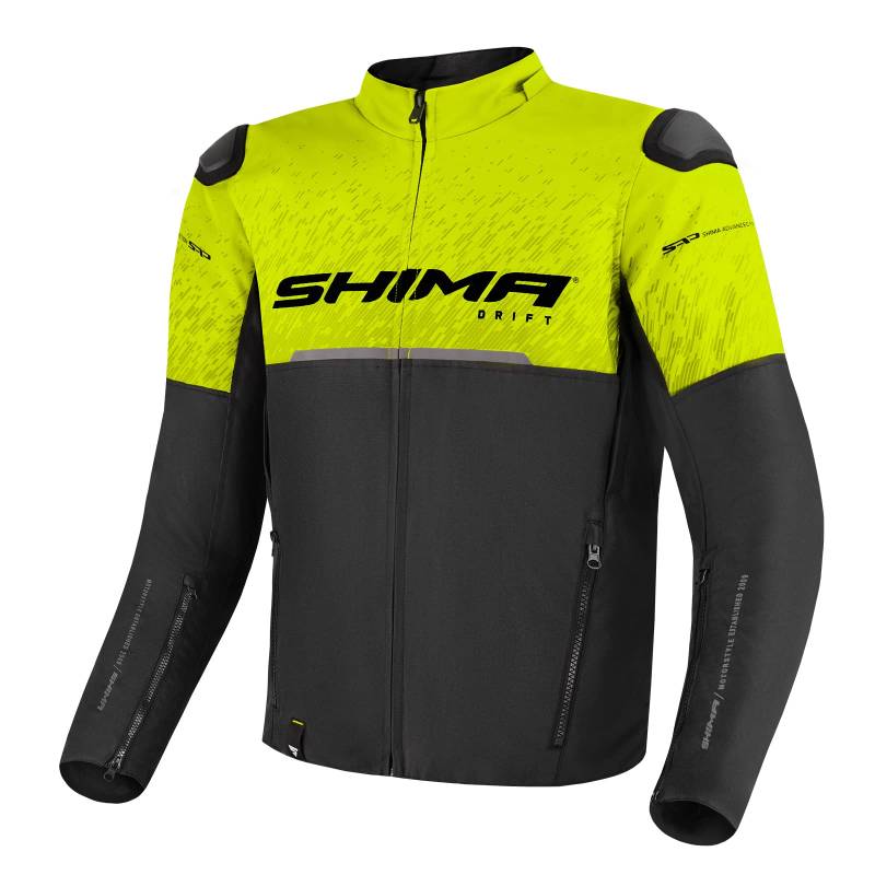 SHIMA DRIFT Motorrad Jacke Herren mit Protektoren AIRFORCE Rückenprotektor Motorradjacke Sommer Schulter Protektor Ellbogen Textiljacke Schutzjacken Protektorenjacke Stadt (Männer, Fluo, XL) von SHIMA