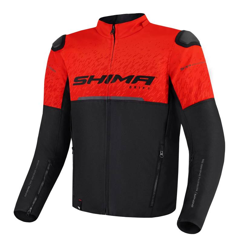 SHIMA DRIFT Motorradjacke Herren | Leichte, Atmungsaktive Sommer Mesh Motorcycle Stadt Textiljacke Männer mit CE Schulter Ellbogen und Rückenprotektoren, Breitenverstellung (Rot, L) von SHIMA