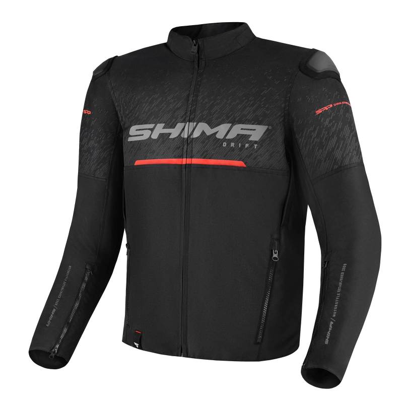 SHIMA DRIFT Motorrad Jacke Herren mit Protektoren AIRFORCE Rückenprotektor Motorradjacke Sommer Schulter Protektor Ellbogen Textiljacke Schutzjacken Protektorenjacke Stadt (Männer, Schwarz, M) von SHIMA