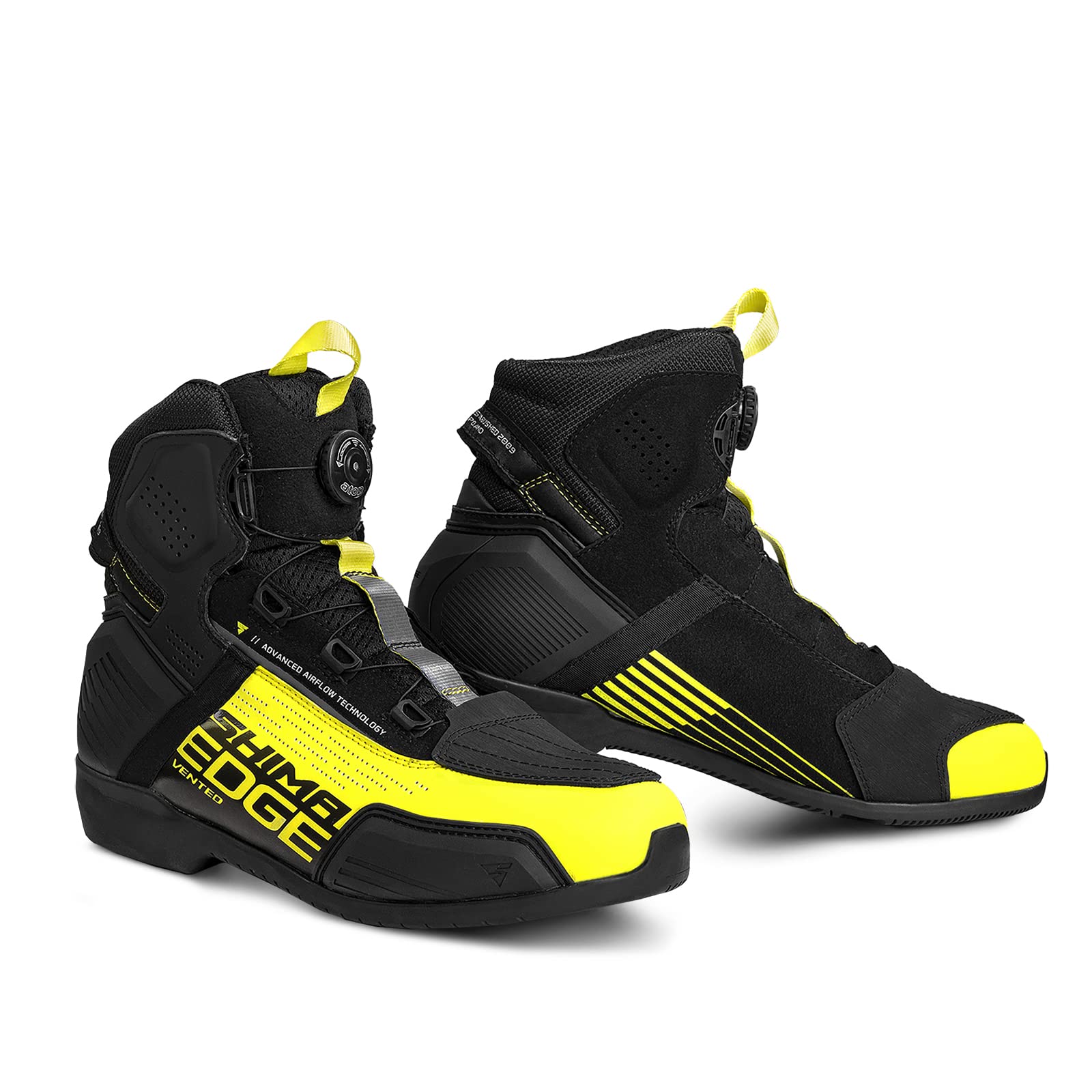 SHIMA EDGE Vented, Motorradschuhe für Männer - Verstärkte Straßenreitschuhe mit ATOP-Verschlusssystem, Knöchelstütze, Rutschfeste Sohle, Schaltgriff (Fluo, 44) von SHIMA