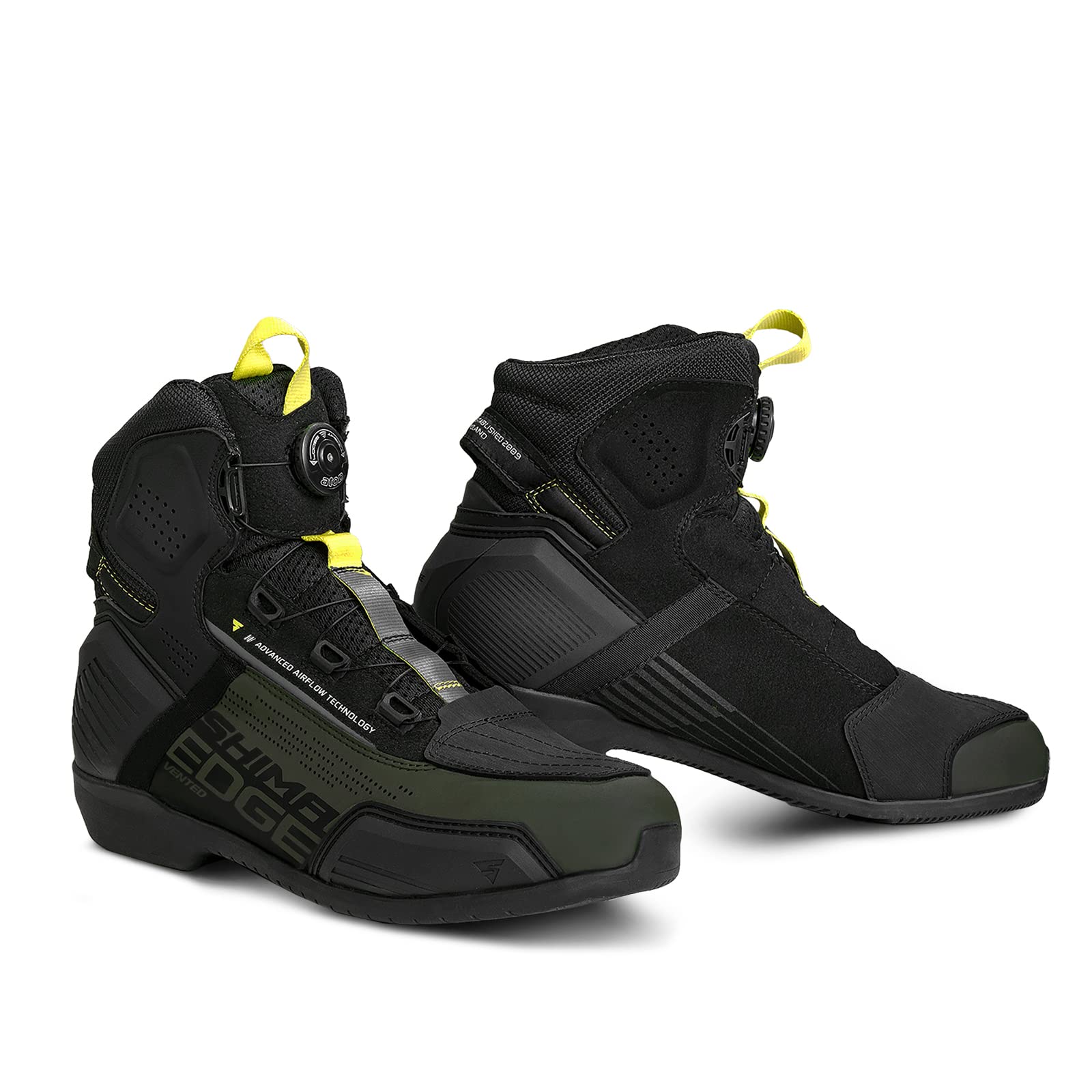 SHIMA EDGE Vented, Motorradschuhe für Männer - Verstärkte Straßenreitschuhe mit ATOP-Verschlusssystem, Knöchelstütze, Rutschfeste Sohle, Schaltgriff (Khaki, 42) von SHIMA