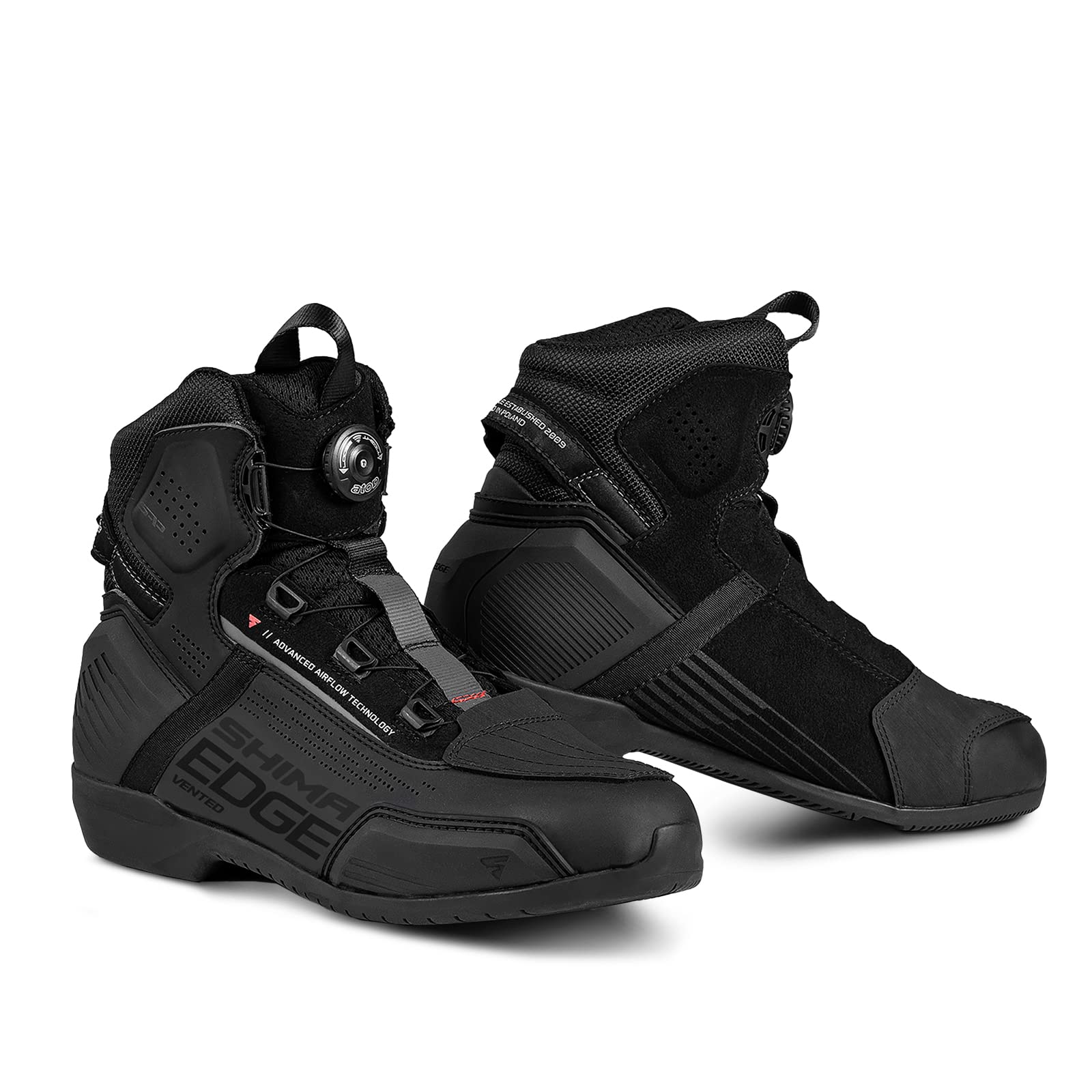 SHIMA EDGE Vented, Motorradschuhe für Männer - Verstärkte Straßenreitschuhe mit ATOP-Verschlusssystem, Knöchelstütze, Rutschfeste Sohle, Schaltgriff (Schwarz, 42) von SHIMA