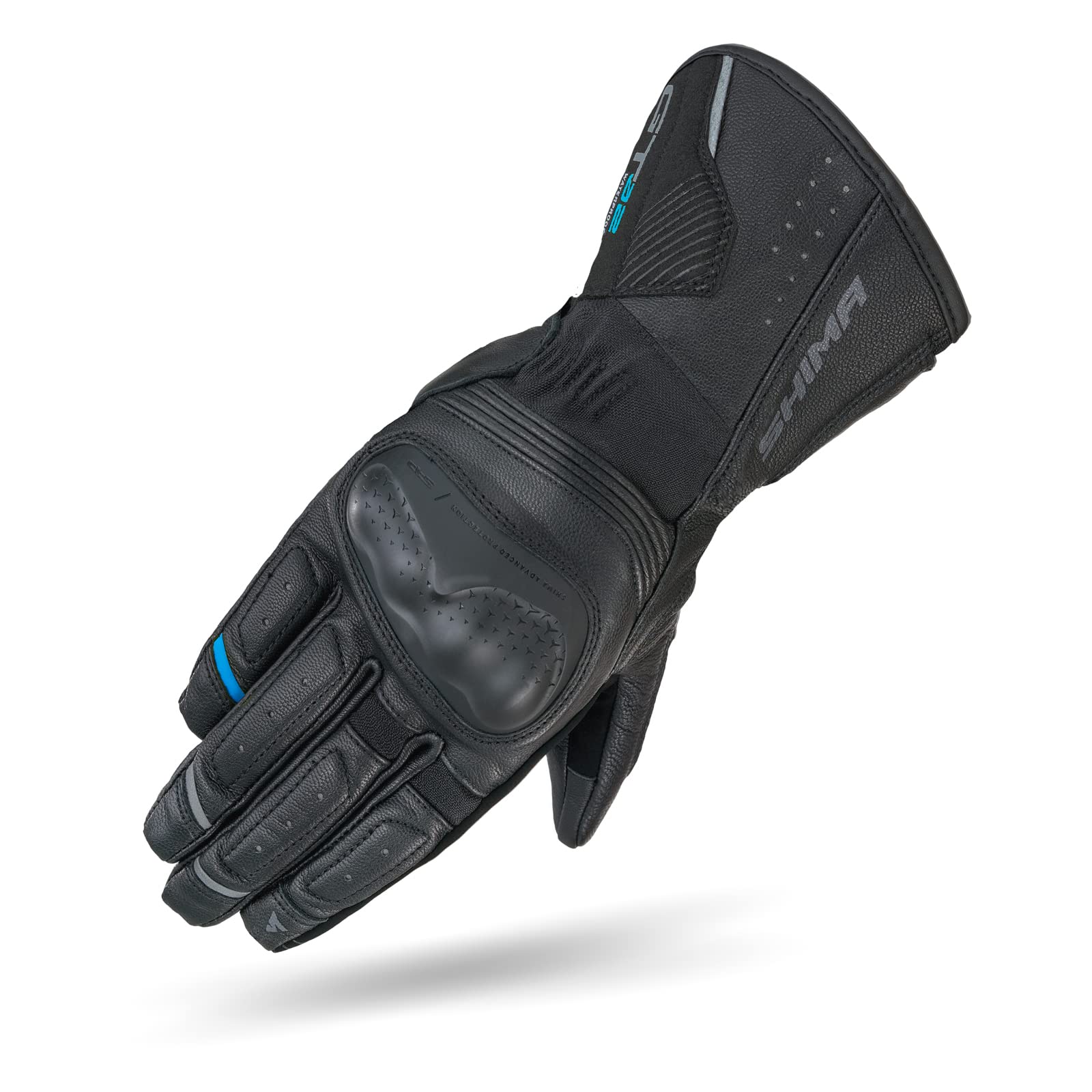 SHIMA GT-2 WP Motorradhandschuhe Damen - Ganzjährig, wasserdichte, Touchscreen, Isolierte Handschuhe mit Knöchel und Finger Protektoren, Handflächenschieber, Verstärkte Handfläche (Schwarz, M) von SHIMA