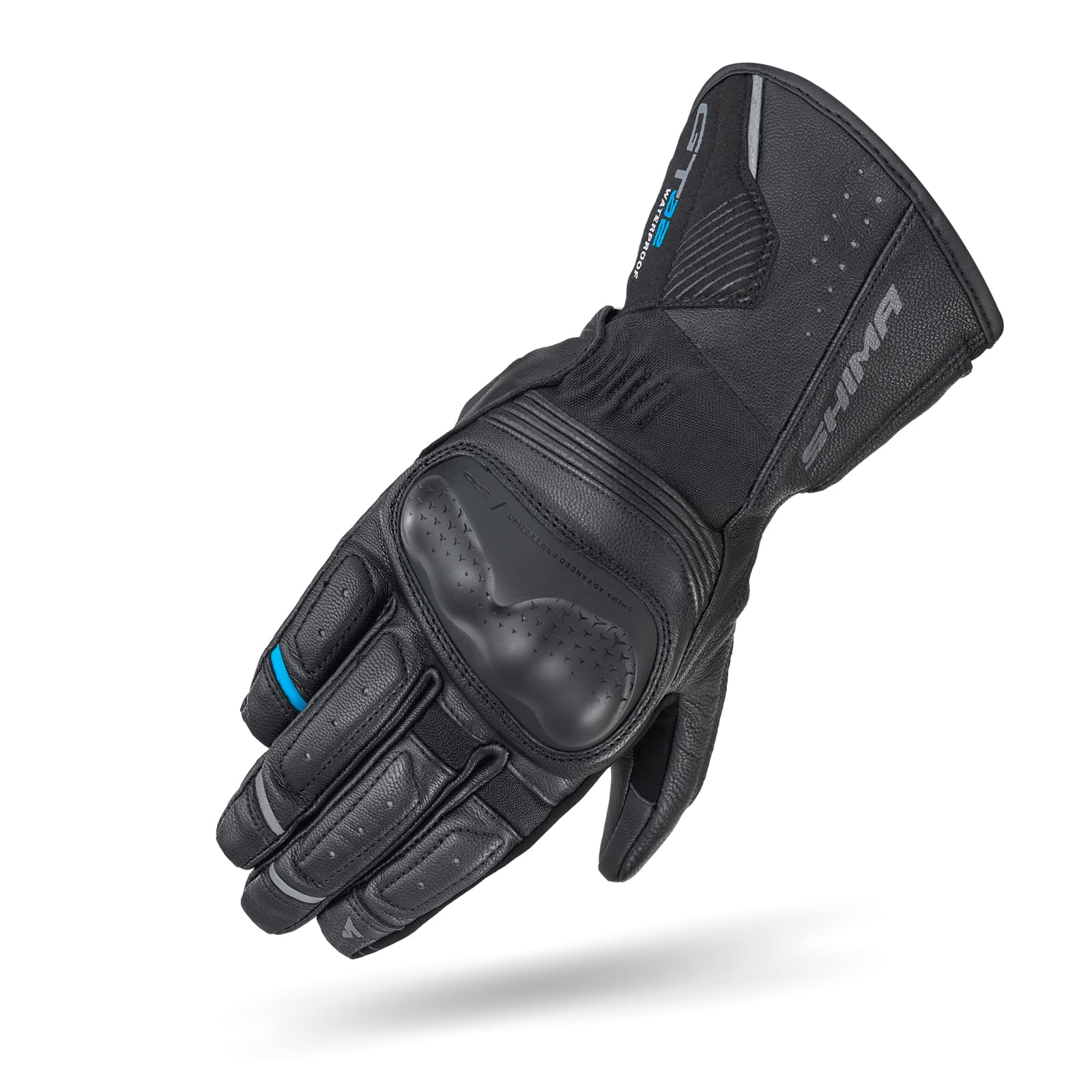 SHIMA GT-2 WP Motorradhandschuhe Herren - Ganzjährig, wasserdichte, Touchscreen, Isolierte Handschuhe mit Knöchel und Finger Protektoren, Handflächenschieber, Verstärkte Handfläche (Schwarz, 4XL) von SHIMA