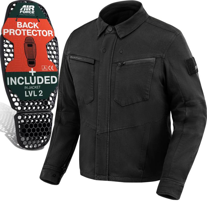 SHIMA Giro Jacket Motorrad Jacke Herren mit Protektoren AirForce Rückenprotektor Motorradjacke Schulter Protektor Ellbogen Textiljacke Stretch Schutzjacken Protektorenjacke (Männer, Schwarz, 3XL) von SHIMA