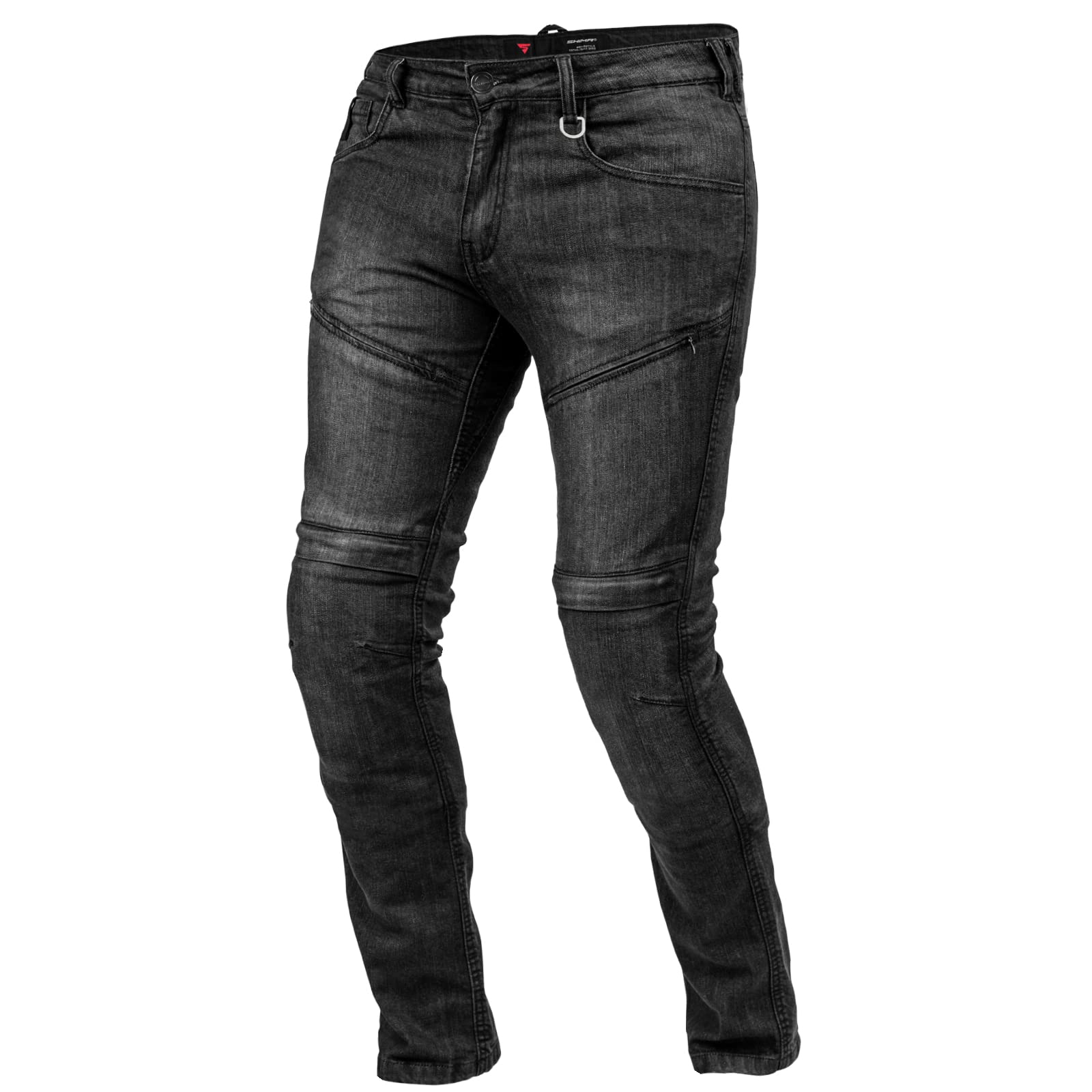 SHIMA Gravel Motorradjeans Herren - Belüftete Skinny Fit Biker Motorradhose Männer mit Kevlar-Verstärkungen, Knie und Hüft Protektoren (Schwarz, 34) von SHIMA