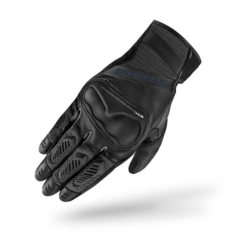 SHIMA HERO GLV Motorrad Handschuhe Damen Leder Kurze Sommer Motorradhandschuhe Schutz Touchscreen Stadt Lederhandschuhe Motorcycle Belüftet Verstärkt Perforiertes Leicht (Damen, Schwarz, M) von SHIMA