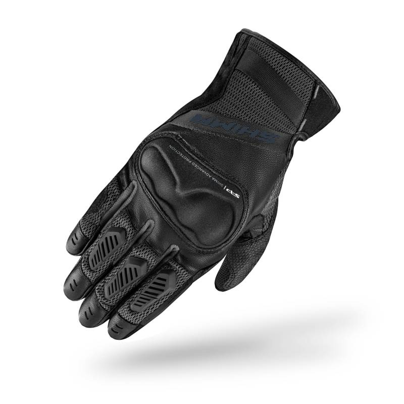 SHIMA Hero GLV Motorrad Handschuhe Herren Leder Kurze Sommer Motorradhandschuhe Schutz Touchscreen Stadt Lederhandschuhe Motorcycle Belüftet Verstärkt Perforiertes Leicht (Herren, Schwarz, M) von SHIMA