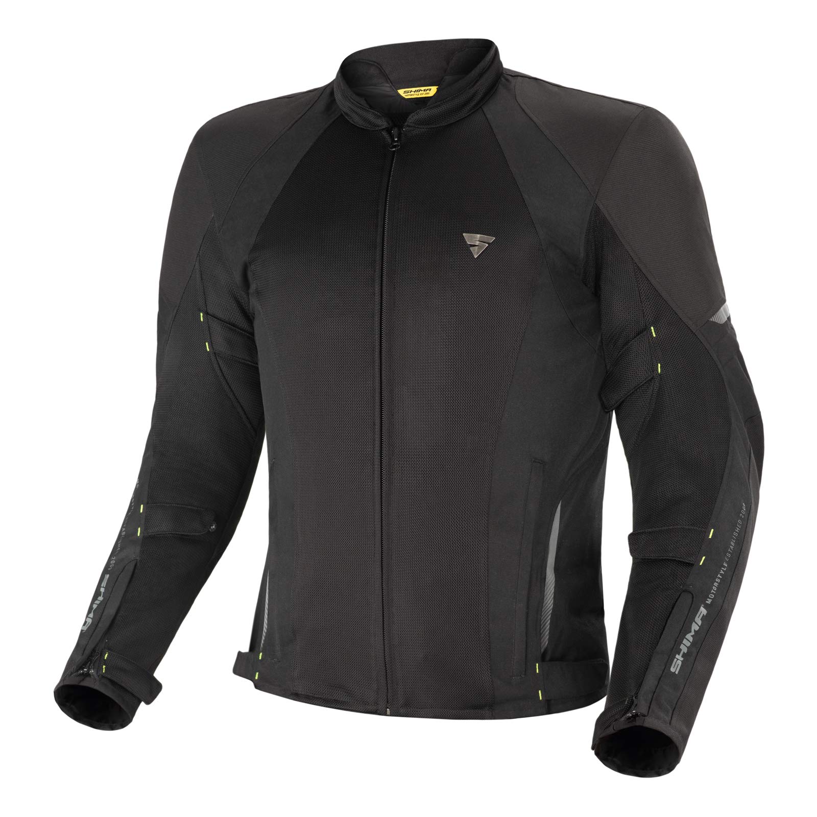 SHIMA JET - Atmungsaktive MESH-Paneele, Wasserdichte, Herausnehmbare Membrane, Level 2 Rückenprotektor inklusive, Erweiterte Einstellmöglichkeiten (Jacke Herren, Schwarz, M) von SHIMA