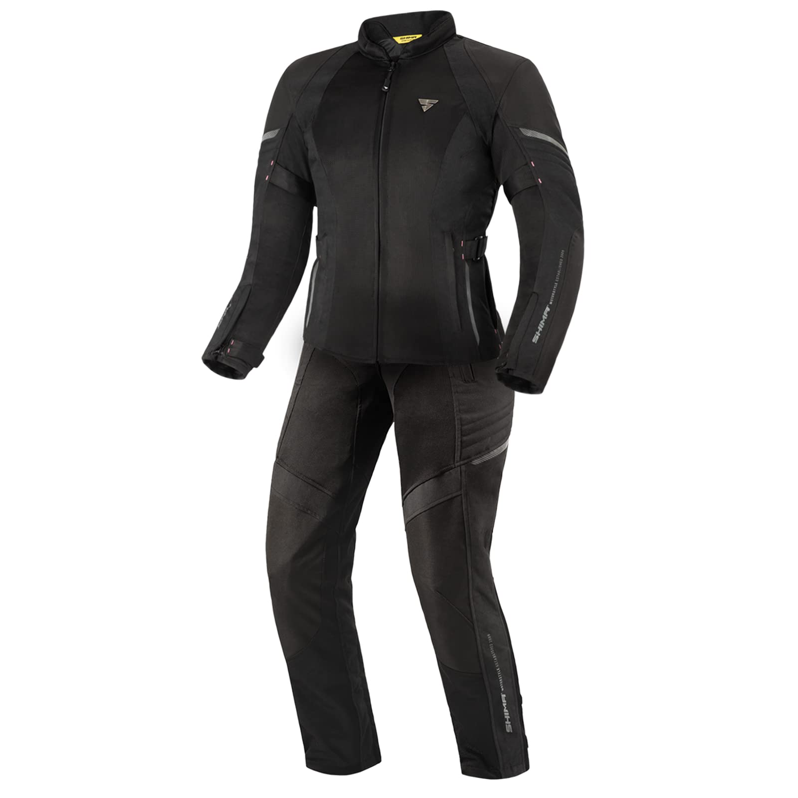 SHIMA JET Motorradkombi Damen - Atmungsaktive Sommer Mesh Motorcycle Stadt Textiljacke Männer mit Wasserdichter Membran, CE Schulter Ellbogen und Rücken Protektoren, Breitenverstellung (Schwarz, L) von SHIMA