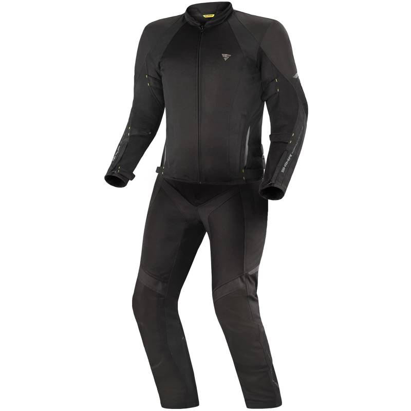 SHIMA JET Motorradkombi Herren - Atmungsaktive Sommer Mesh Motorcycle Stadt Textiljacke Männer mit Wasserdichter Membran, CE Schulter Ellbogen und Rücken Protektoren, Breitenverstellung (Schwarz, L) von SHIMA