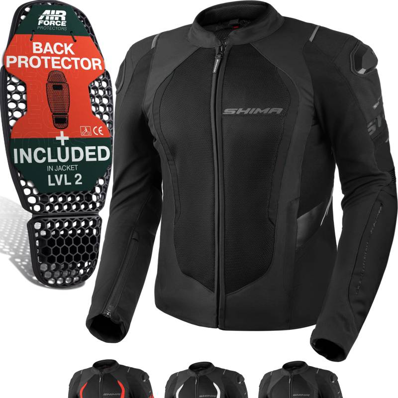 SHIMA MESH PRO 2.0 Motorrad Jacke Herren mit Protektoren AIRFORCE Rückenprotektor Motorradjacke Sommer Schulter Protektor Ellbogen Textiljacke Schutzjacken Protektorenjacke (Männer, Schwarz, M) von SHIMA