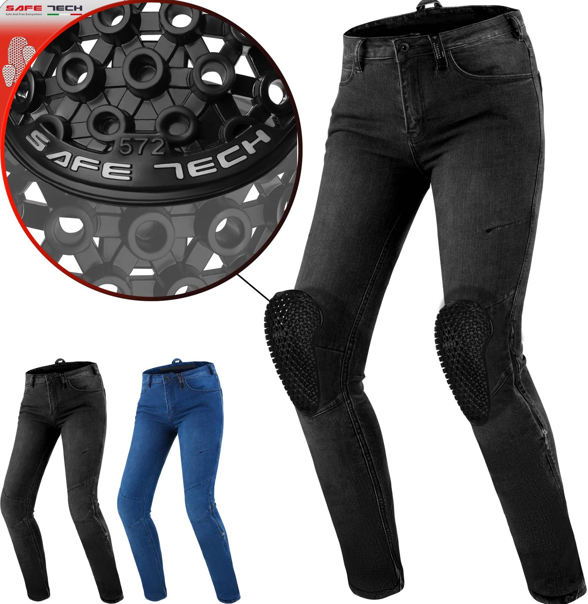 SHIMA Metro Motorrad Jeans Damen mit Protektoren Airforce Knieprotektoren Motorradhose Kurzgrößen Hosen Motorradjeans für Damen Protektorenhose Textilhose Jeanshose Lang (Frauen, Schwarz, 28/30) von SHIMA