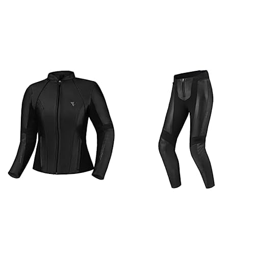 SHIMA MONACO 2.0 Motorradkombi Damen - Atmungsaktive, Elastische mit Rücken, Schulter und Ellbogen Protektoren (Schwarz, XL) von SHIMA