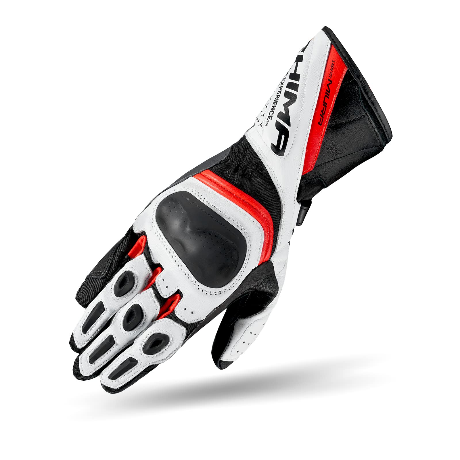 SHIMA Miura Motorradhandschuhe Damen - Touchscreen, Sommer, Sport Leder Handschuhe mit Carbon Knöchelprotektor, Handflächen- und Fingerschieber, Verstärkte Handfläche (Red Fluo, S) von SHIMA