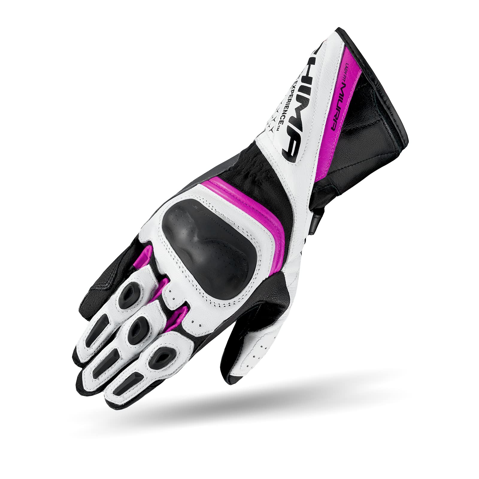 SHIMA Miura Motorradhandschuhe Damen - Touchscreen, Sommer, Sport Leder Handschuhe mit Carbon Knöchelprotektor, Handflächen- und Fingerschieber, Verstärkte Handfläche (Rosa, S) von SHIMA