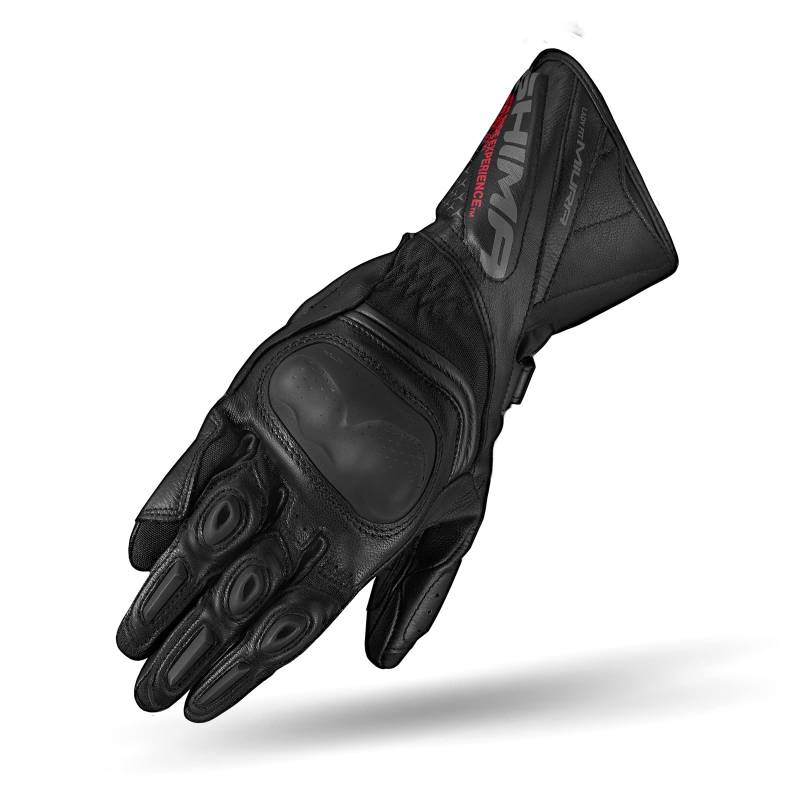 SHIMA Miura Motorradhandschuhe Damen - Touchscreen, Sommer, Sport Leder Handschuhe mit Carbon Knöchelprotektor, Handflächen- und Fingerschieber, Verstärkte Handfläche (Schwarz, M) von SHIMA