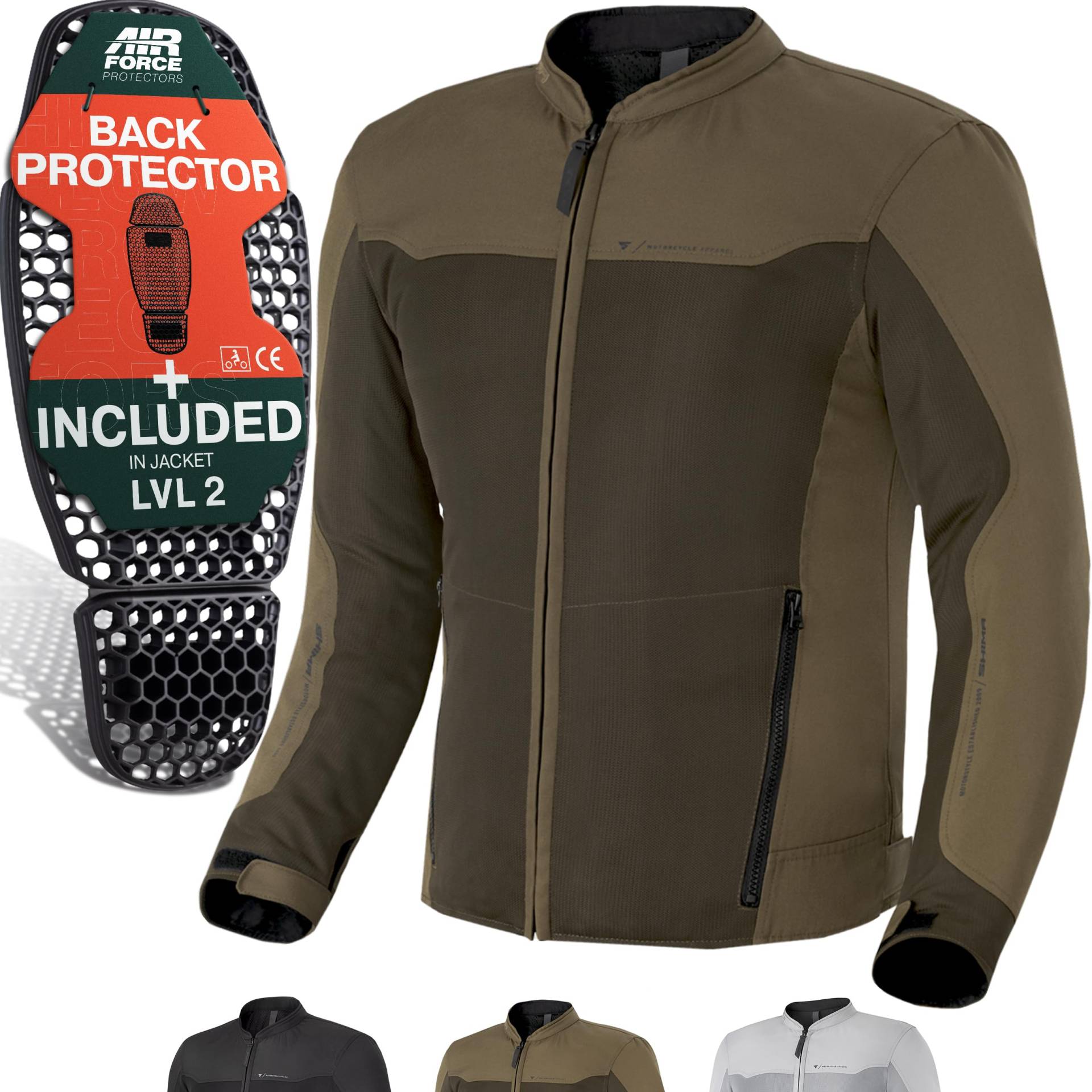 SHIMA OPENAIR Motorradjacke Herren - Leichte, Atmungsaktive Sommer Mesh Motorcycle Stadt Textiljacke Männer mit CE Schulter Ellbogen und Rückenprotektoren, Breitenverstellung (Braun, XL) von SHIMA