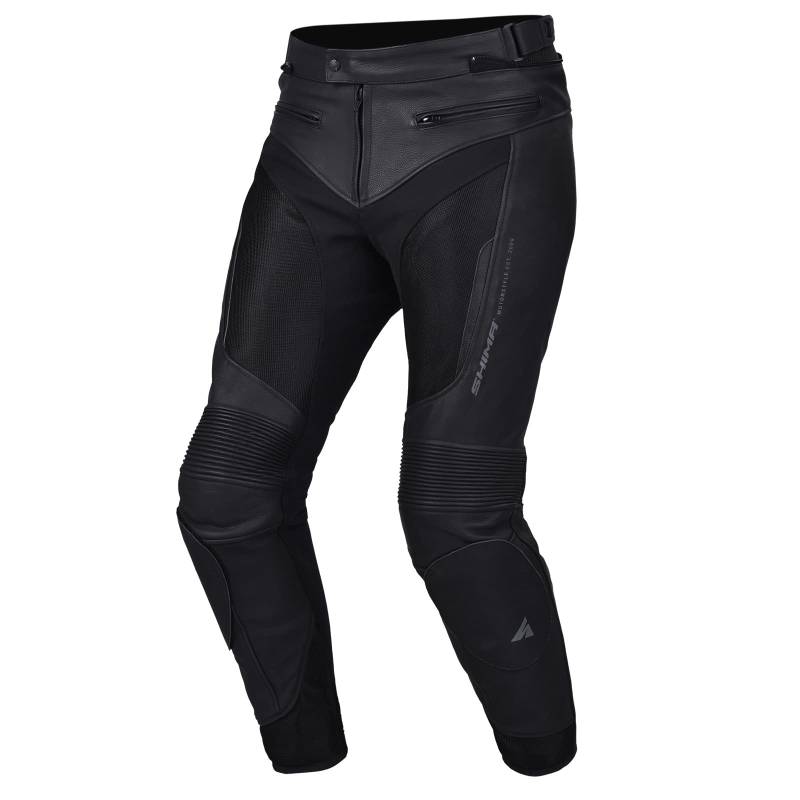 SHIMA PISTON Herren - Motorradkombi | Leder urbane Jacke und Hose mit Netzeinsätzen, CE-Protektoren an Schultern, Rücken, Ellbogen, Schulterschiebern (Motorradhose, Schwarz, 56) von SHIMA