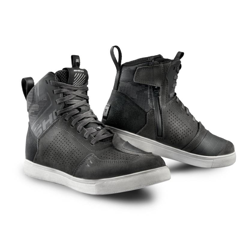 SHIMA REBEL 2.0 Motorrad Schuhe Herren Leder Belüftet Motorradstiefel Protektoren Sneaker Rutschfeste Sohle Knöchelstütze Seitlicher Reißverschluss Bikerboots (Männer, Belüftet Grau, 41) von SHIMA