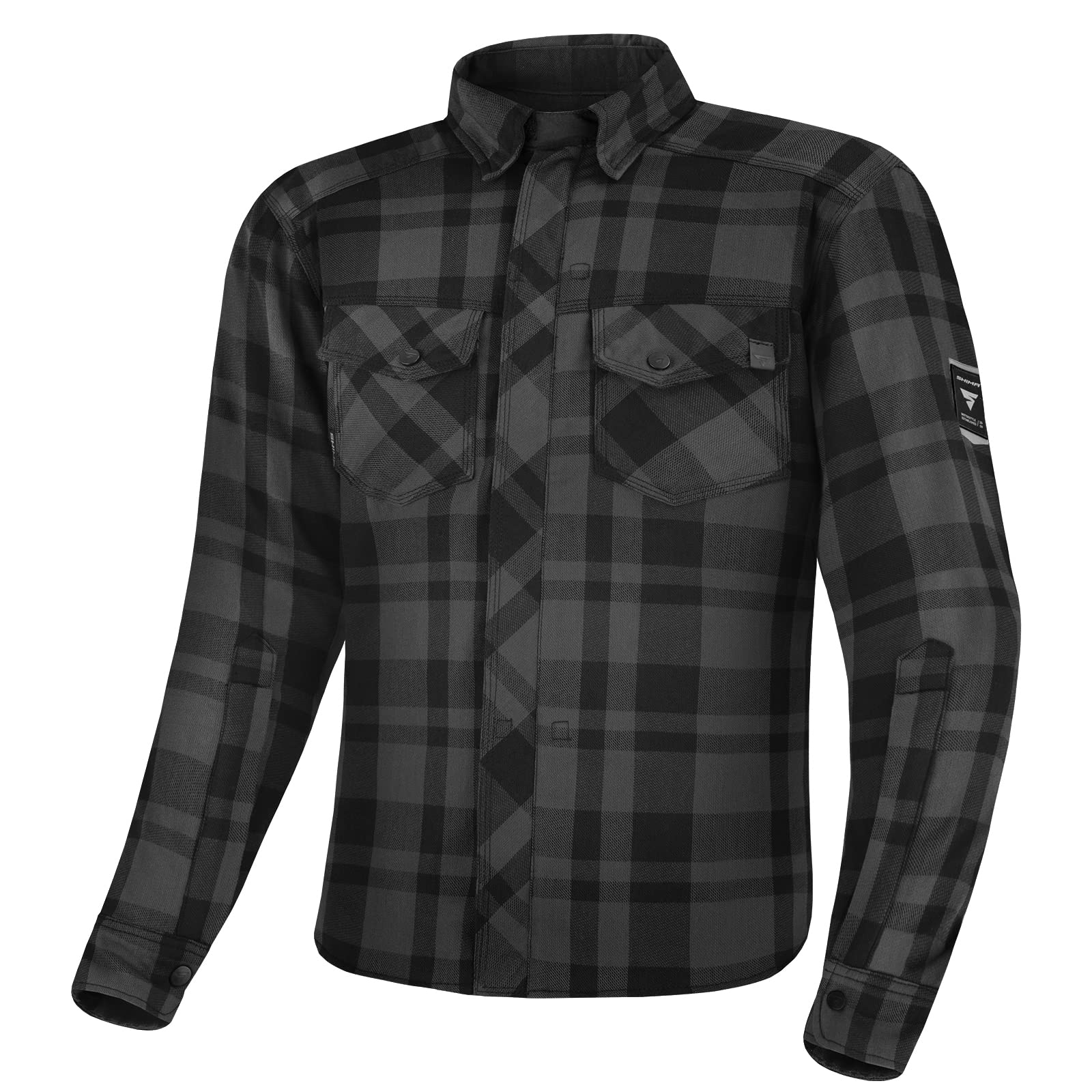 SHIMA RENEGADE MEN Motorrad Hemd - Verschleißfest Baumwolle Karierte Motorradjacke Herren mit CE Protektoren, FiberQL Aramid und Kühlungsschicht Reißverschluss (RENEGADE 2, Schwarz, L) von SHIMA