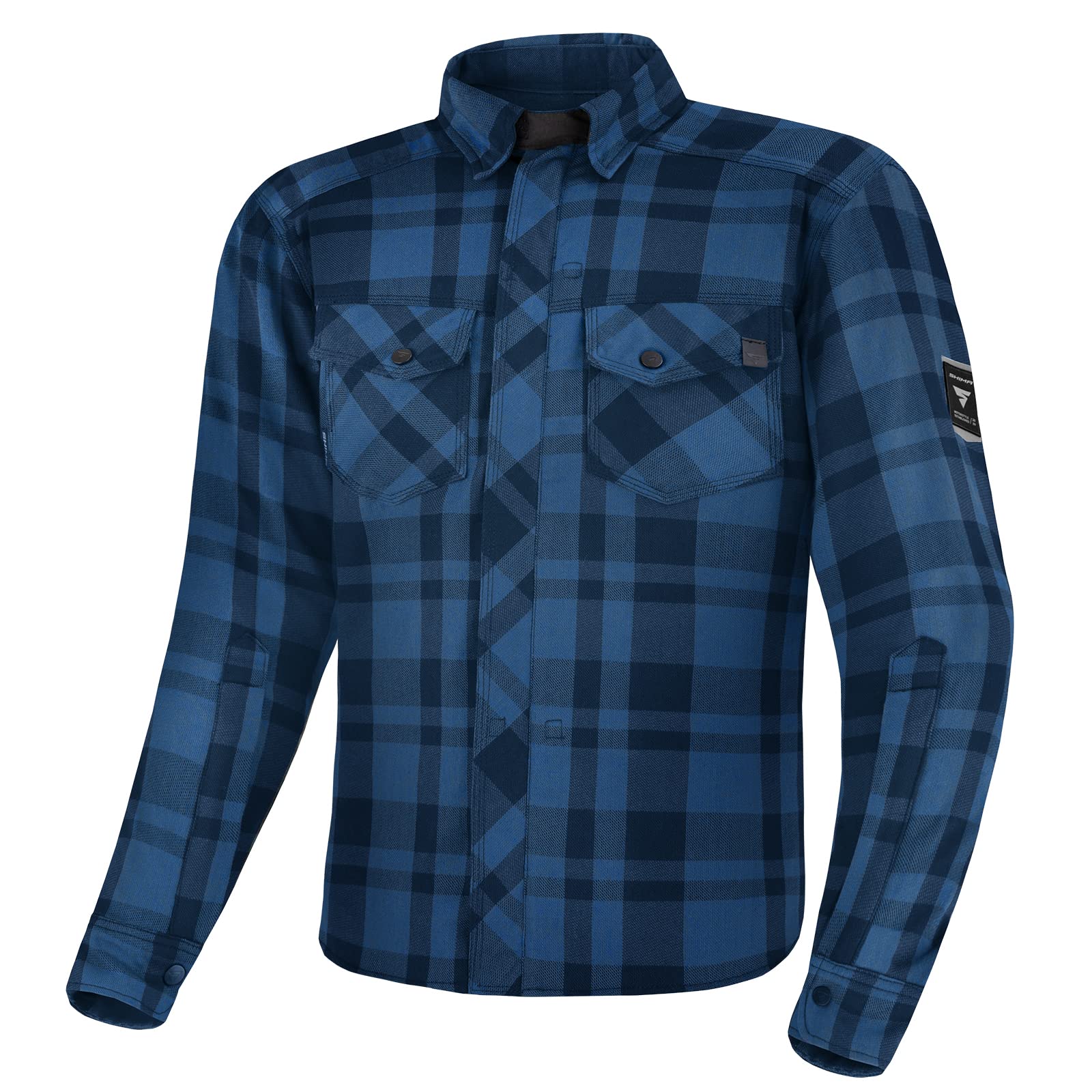 SHIMA RENEGADE MEN Motorrad Hemd - Verschleißfest Baumwolle Karierte Motorradjacke Herren mit CE Protektoren, FiberQL Aramid und Kühlungsschicht Reißverschluss (RENEGADE 2, Blau, 3XL) von SHIMA