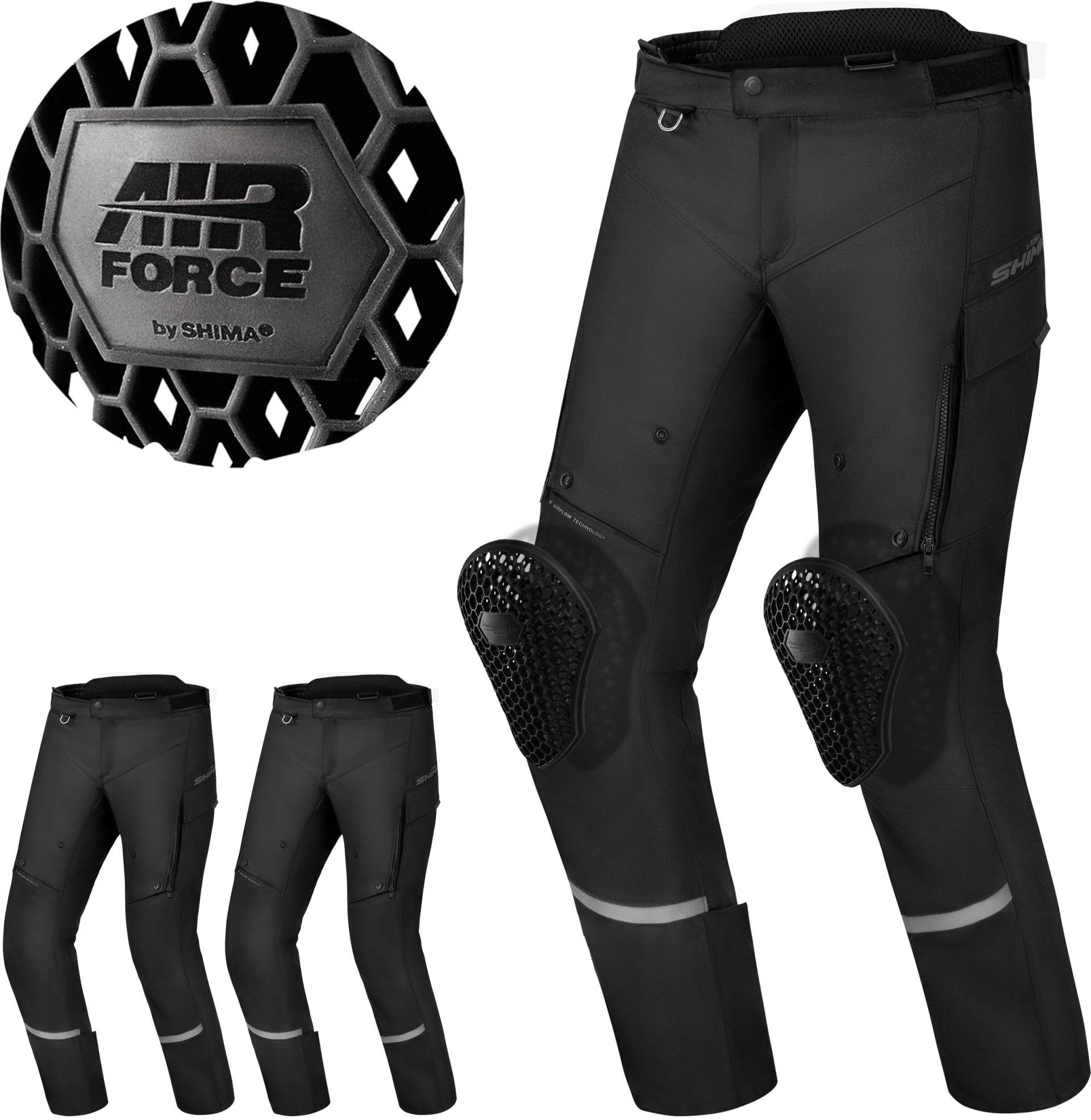 SHIMA Runner Motorradhose Herren mit Protektoren Mesh Airforce Knieprotektoren Sommer Motorrad Hosen Winter Wasserdicht Motorradkombi Touren (Männer, Schwarz, 4XL) von SHIMA