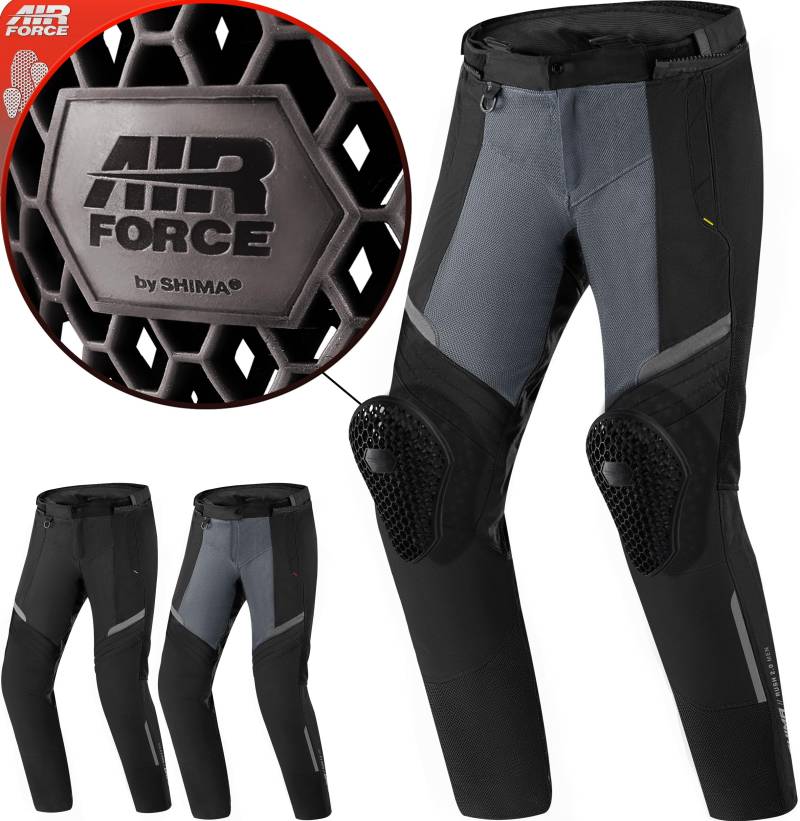 SHIMA Rush Motorradhose Herren mit Protektoren Mesh Airforce Knieprotektoren Sommer Luftig Motorrad Hosen Wasserdicht Motorradkombi Motorradjacke Touren (Fluo, Männer, Textilehose, Größe L) von SHIMA